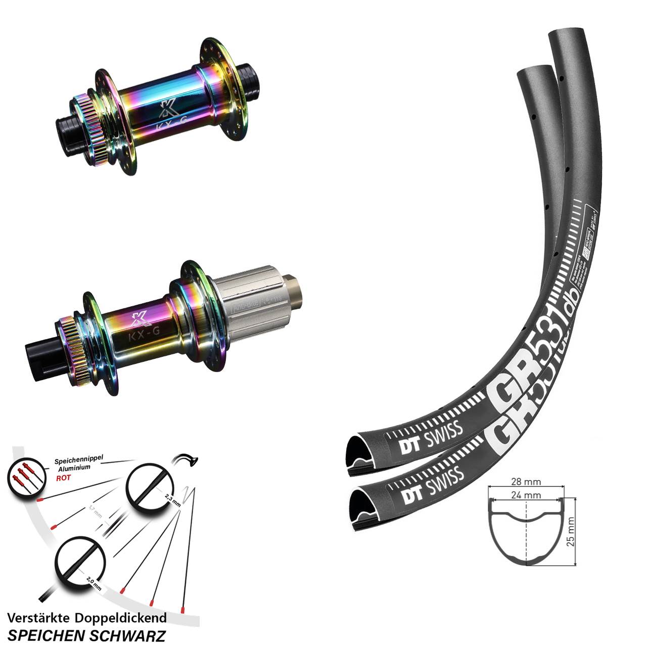 DT Swiss GR531 KX-G Oilslick 28-29 Zoll Disc Laufrad-Satz 12x100/142 8-12 fach HG