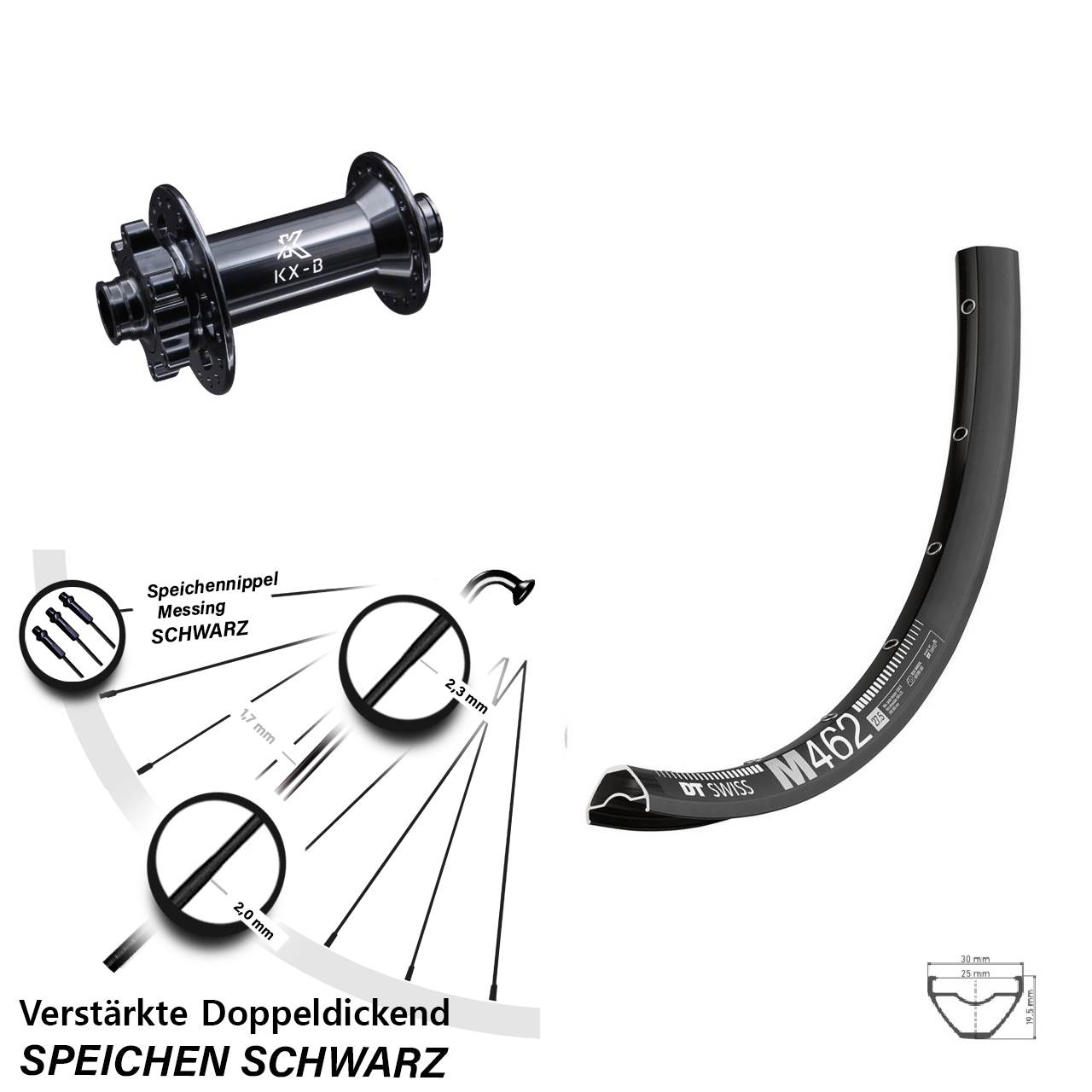 Boost 6-Loch Vorderrad 15x110 650B DT Swiss M462 KX-B