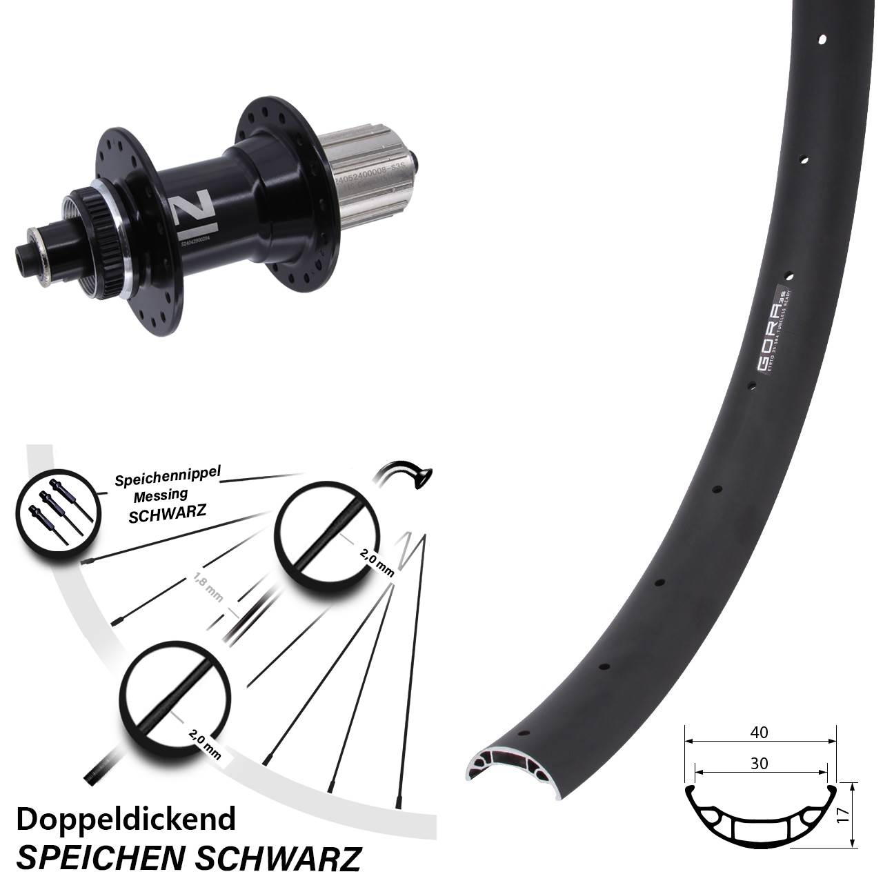 27,5 Zoll Gora 35 Disc Novatec D042SB Centerlock Hinterrad 8-12 fach