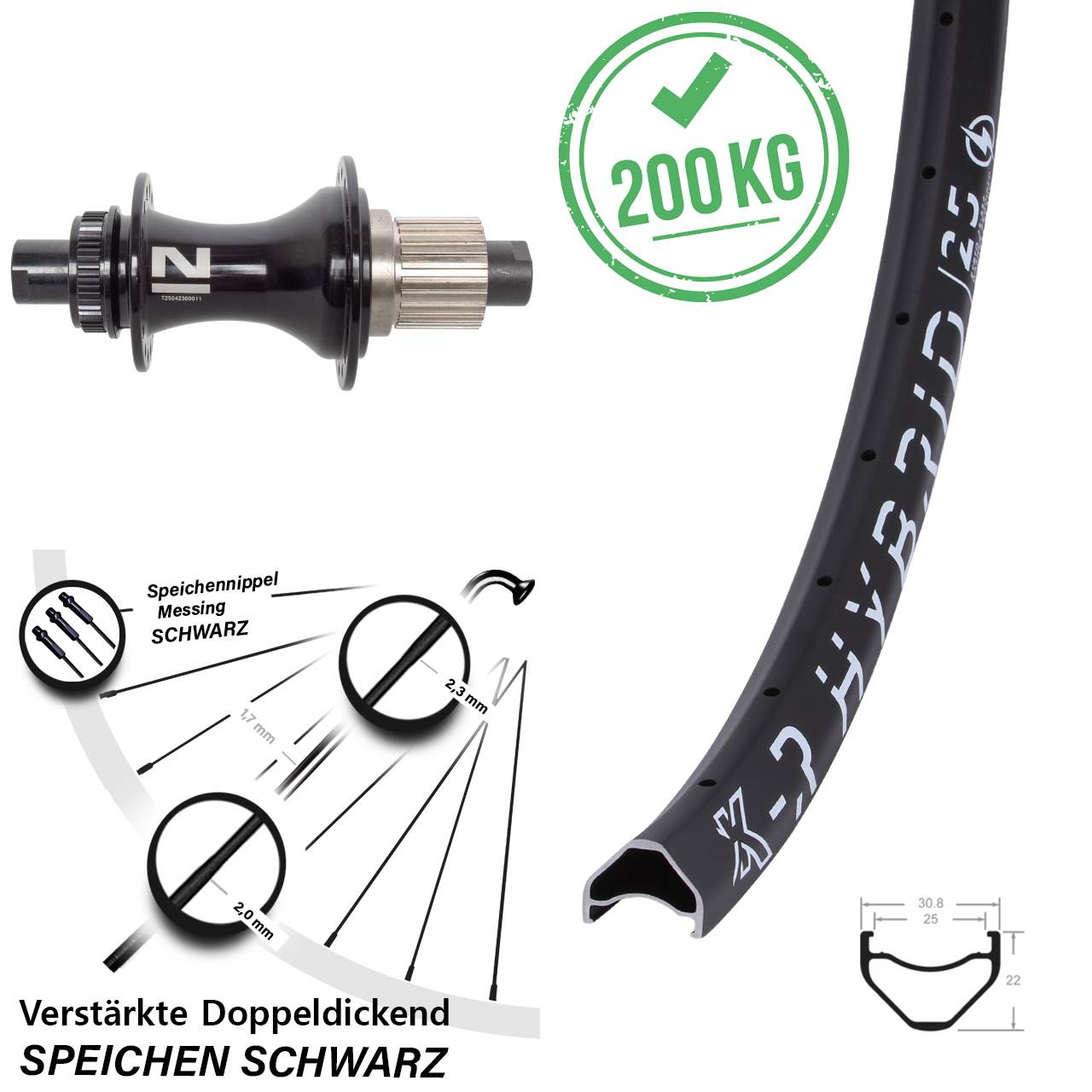 650B KX-R Hybrid 25 Novatec D462 Disc Hinterrad 12x148 Shimano Micro Spline