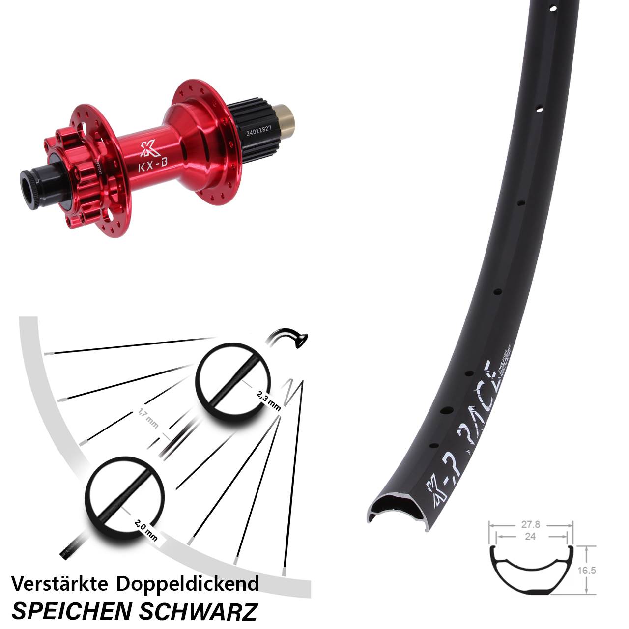 Disc Hinterrad KX-BR Race rot Shimano Micro Spline 12x148 Boost
