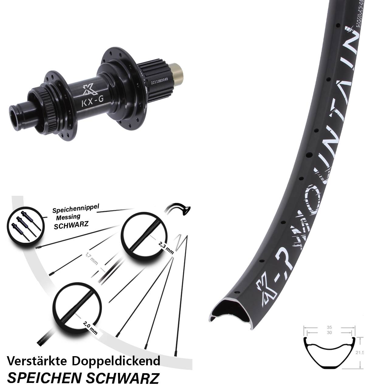 650B KX-R Mountain Sapim E-Light Centerlock Hinterrad Shimano Micro Spline