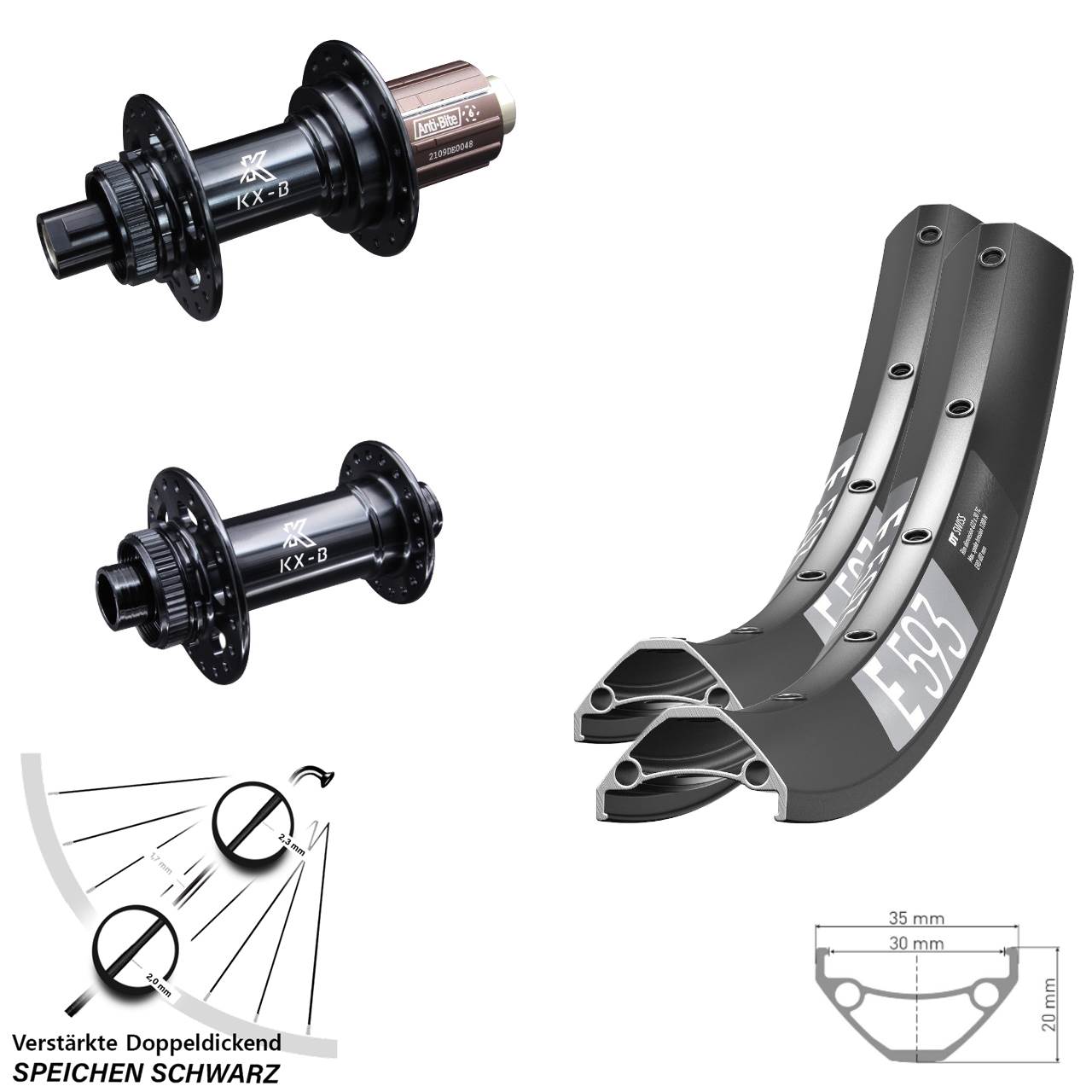 Disc Laufradsatz 29 Zoll DT Swiss E 593 KX-B 8-12 fach HG 15x110 12x148