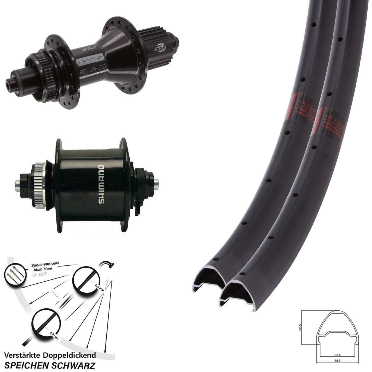 Laufradsatz CL QR 28 Zoll KX Clue DT Swiss 370 Hybrid Shimano DH-UR700 Micro Spline