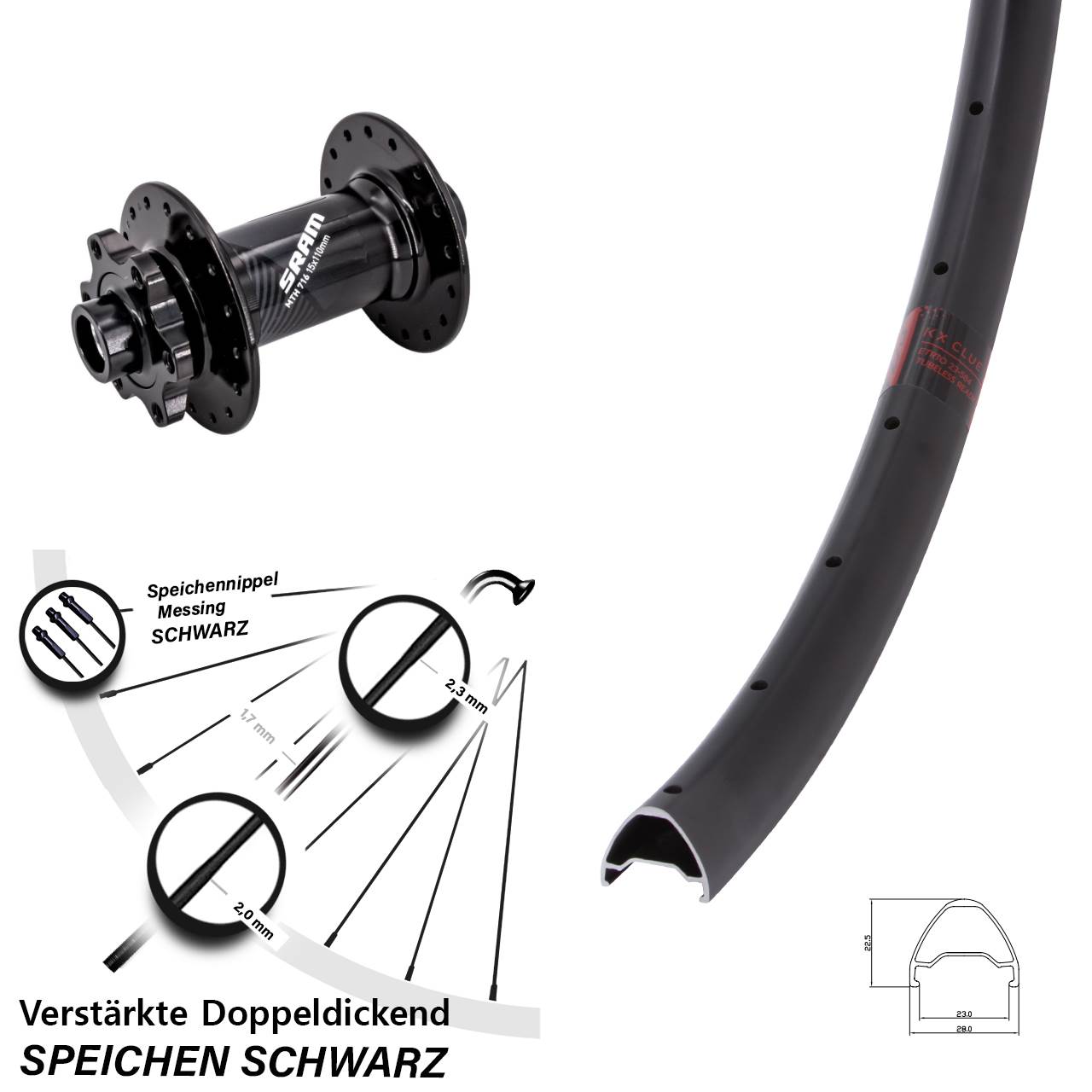 Disc Vorderrad 27,5 Zoll KX Clue Sram 716 15x110 Boost