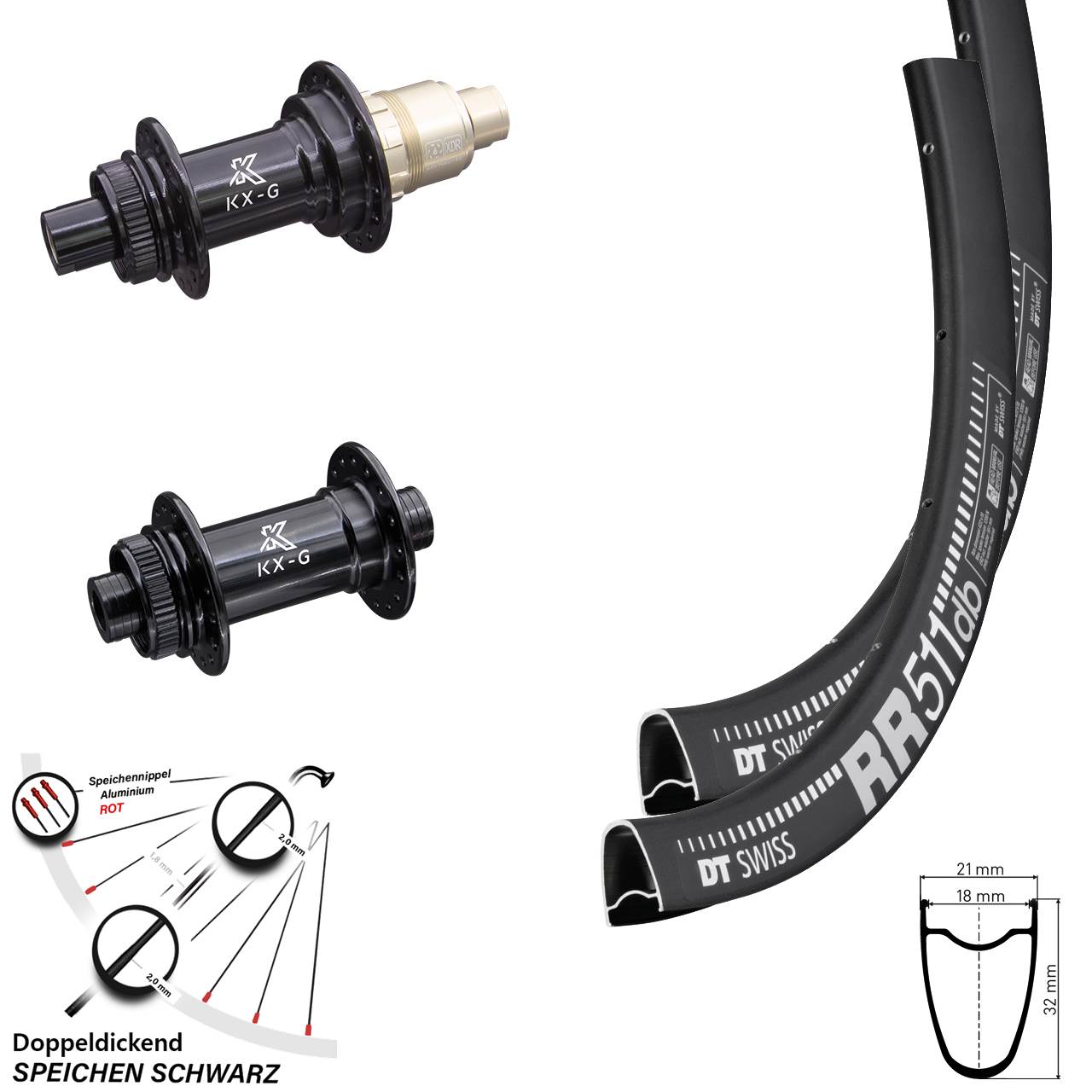 Disc Laufrad-Satz 28 Zoll DT Swiss RR511 KX-G SRAM XDR 12x100/142
