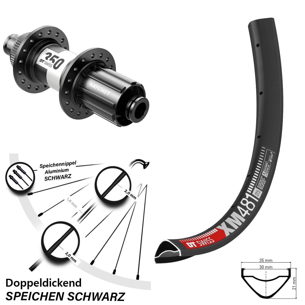 Disc Laufrad 27,5 Zoll DT Swiss XM 481 DT Swiss 350 11-12 fach HG 12x142
