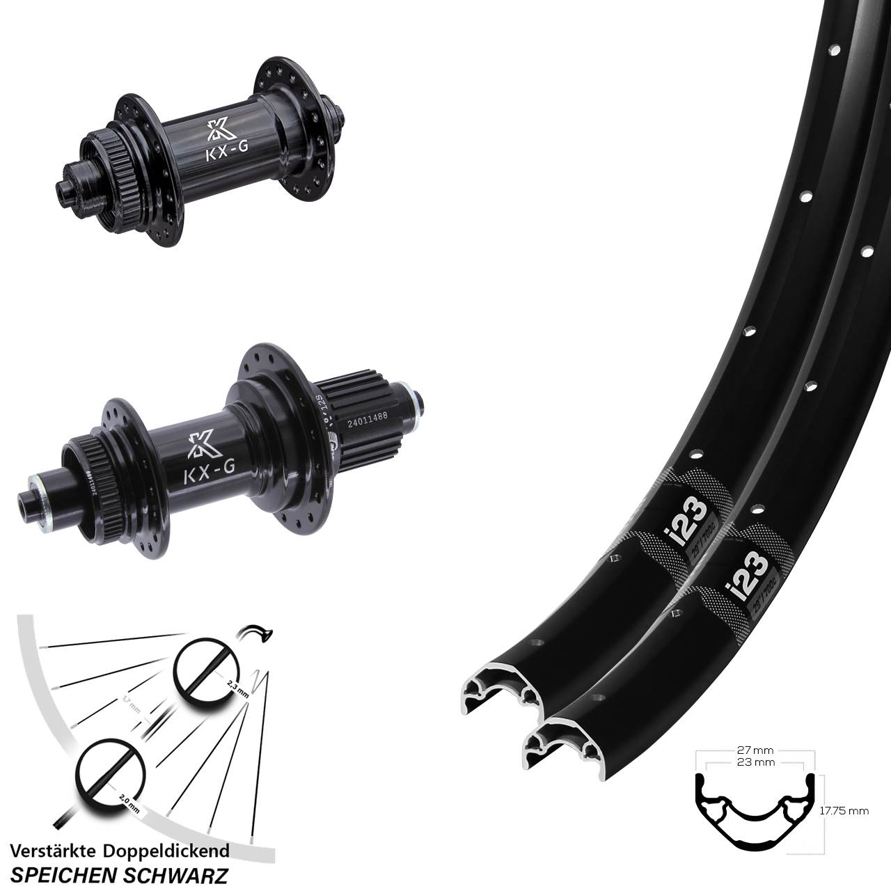29 Zoll WTB i23 KX-G Centerlock Laufradsatz für Schnellspanner Shimano Micro Spline