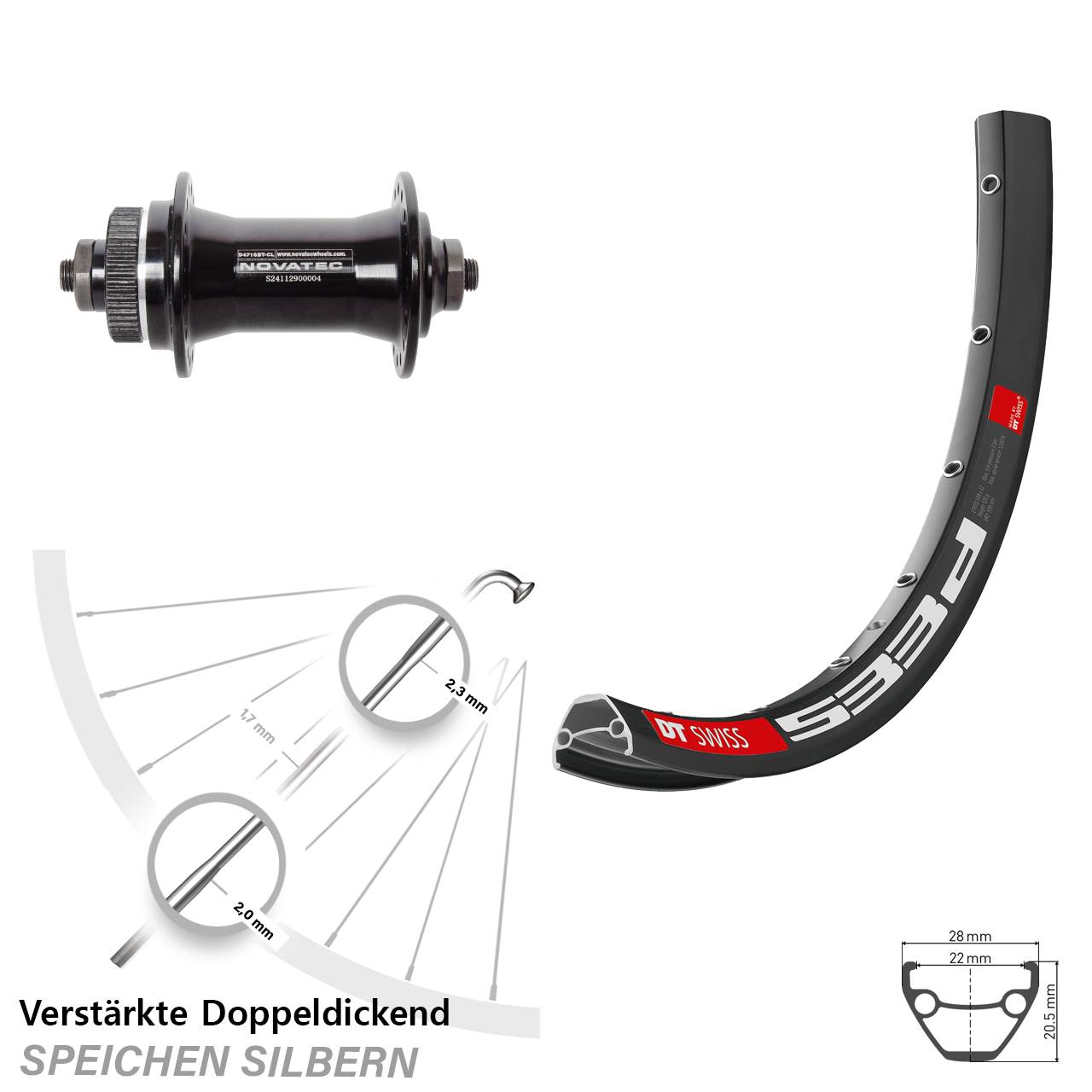 Centerlock Vorderrad 29 Zoll DT Swiss 533 D Novatec D471 QR