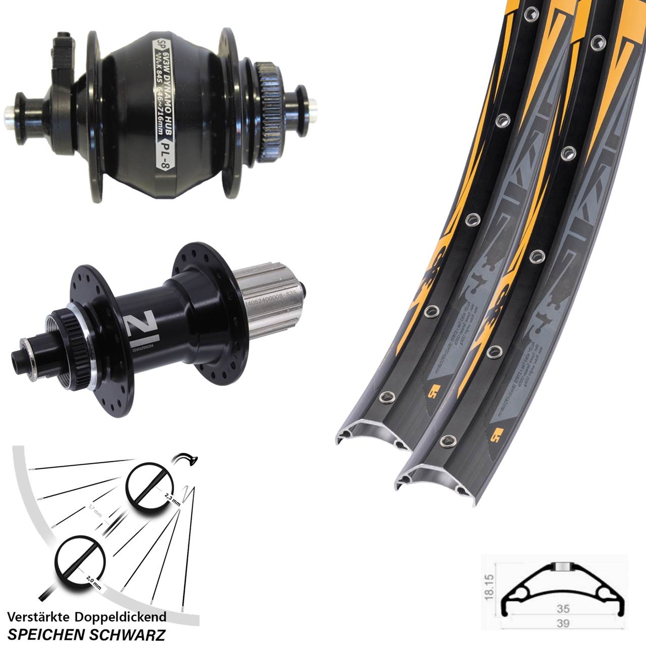 Centerlock Laufradsatz 27,5 Zoll Rodi TRYP 35 Novatec D042SB Shutter PL-8 8-12 fach QR