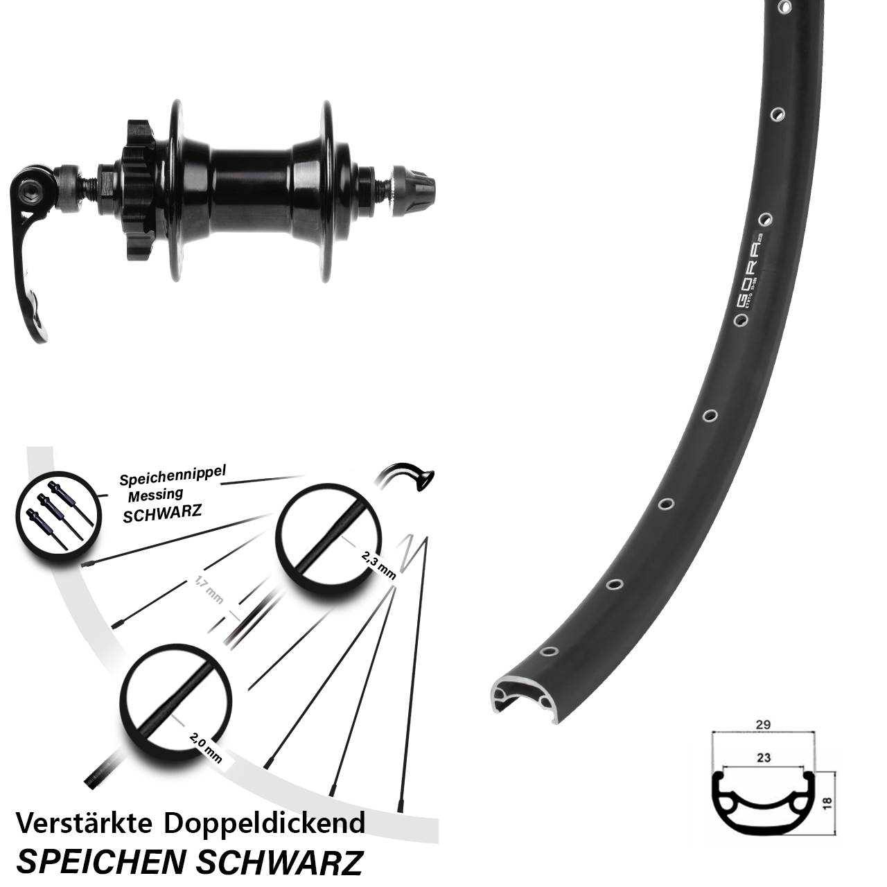 Disc Laufrad 26 Zoll Gora 23 Novatec QR