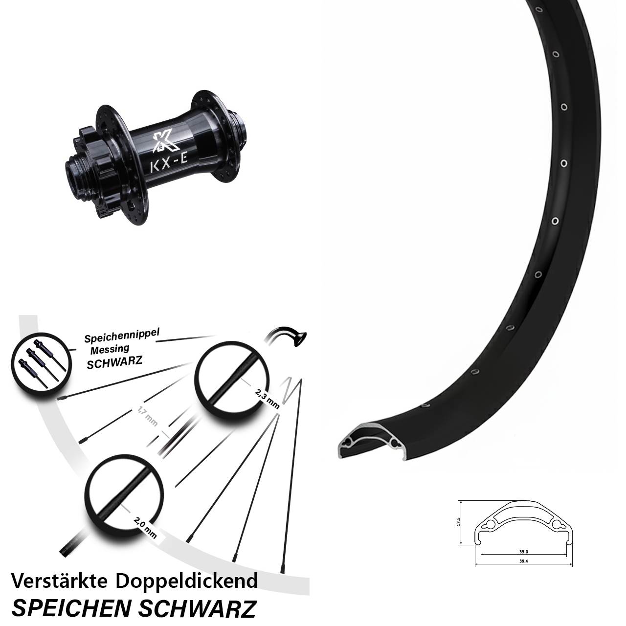 Vorderrad 6-Loch 29 Zoll Ryde Disc 35 KX-E 15x100