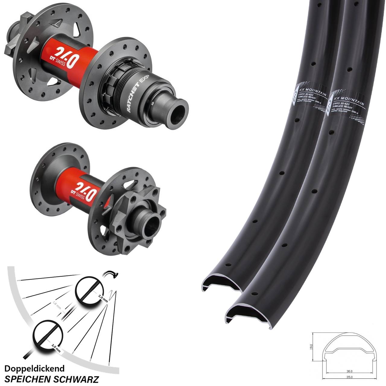 29 Zoll KX Mountain DT Swiss 240 XD Disc Laufradsatz 15x110/148