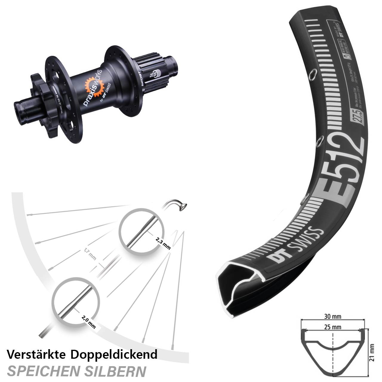Disc Laufrad 29 Zoll DT Swiss E 512 350 Micro Spline 12x142