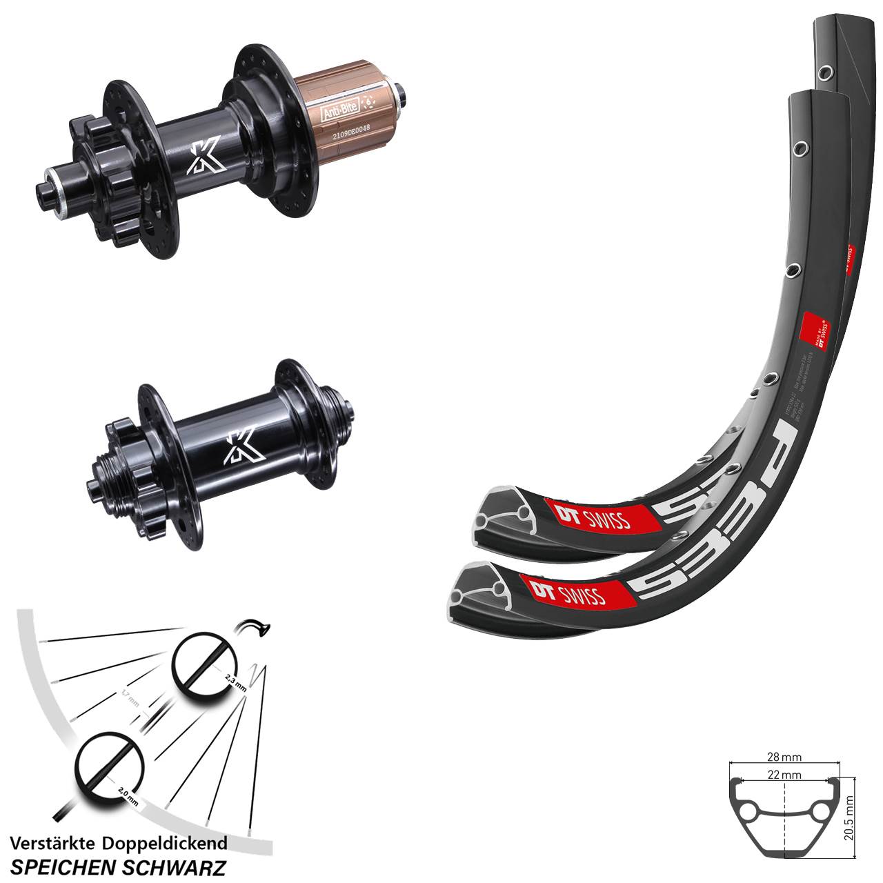 DT Swiss 533 D KX-M 29 Zoll Disc Laufradsatz für Schnellspanner 8-12 fach HG