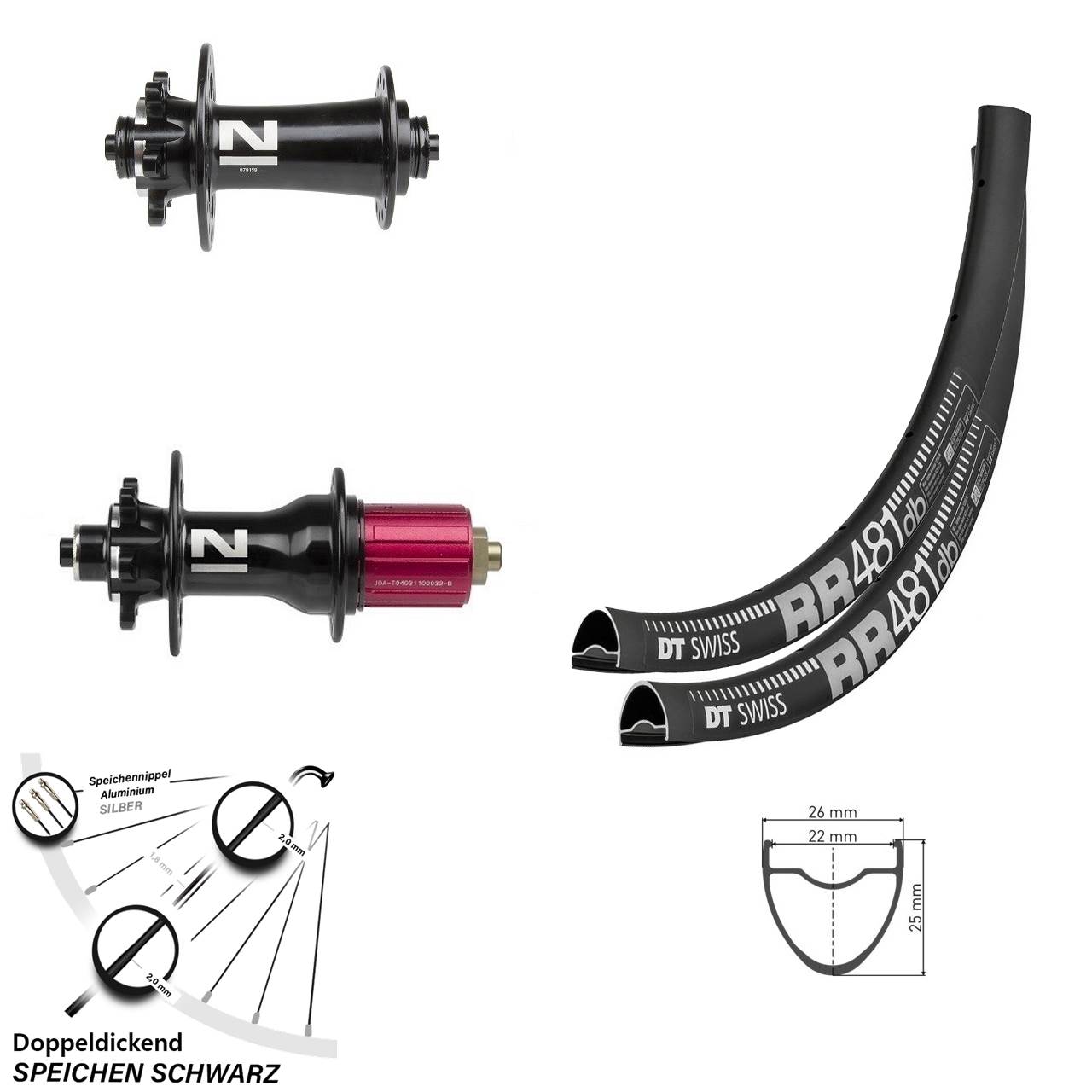Disc Laufradsatz 28 Zoll DT Swiss RR481 Novatec D791 5x135 Shimano 8-12 fach