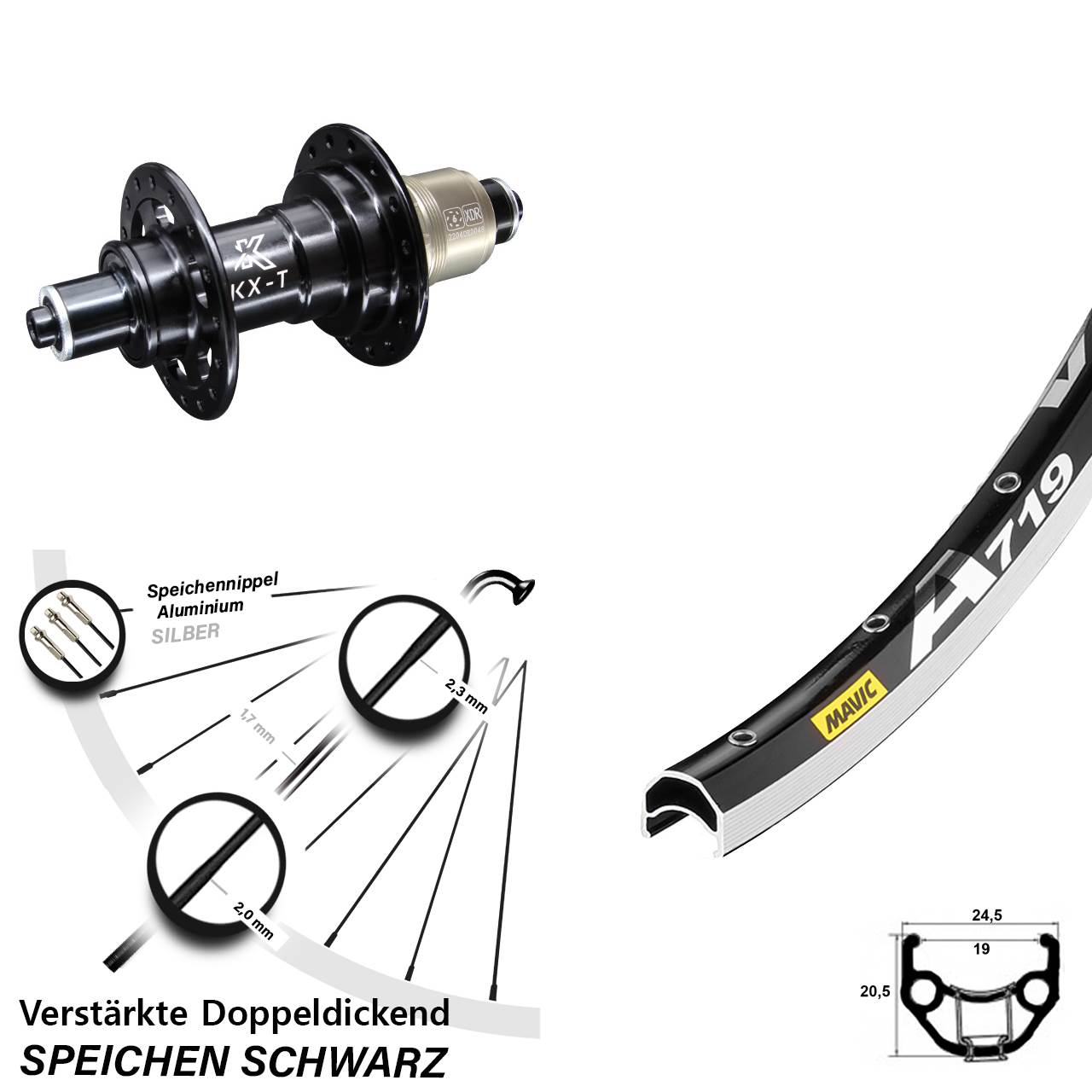 Hinterrad QR 28 Zoll Mavic A719 KX-T SRAM XD