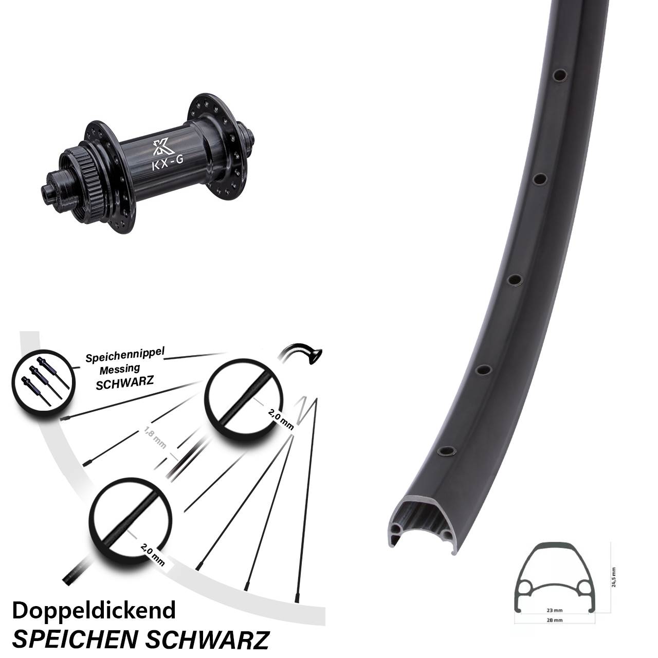 Ambrosio Sport KX-G 28 Zoll Vorderrad Centerlock für Schnellspanner