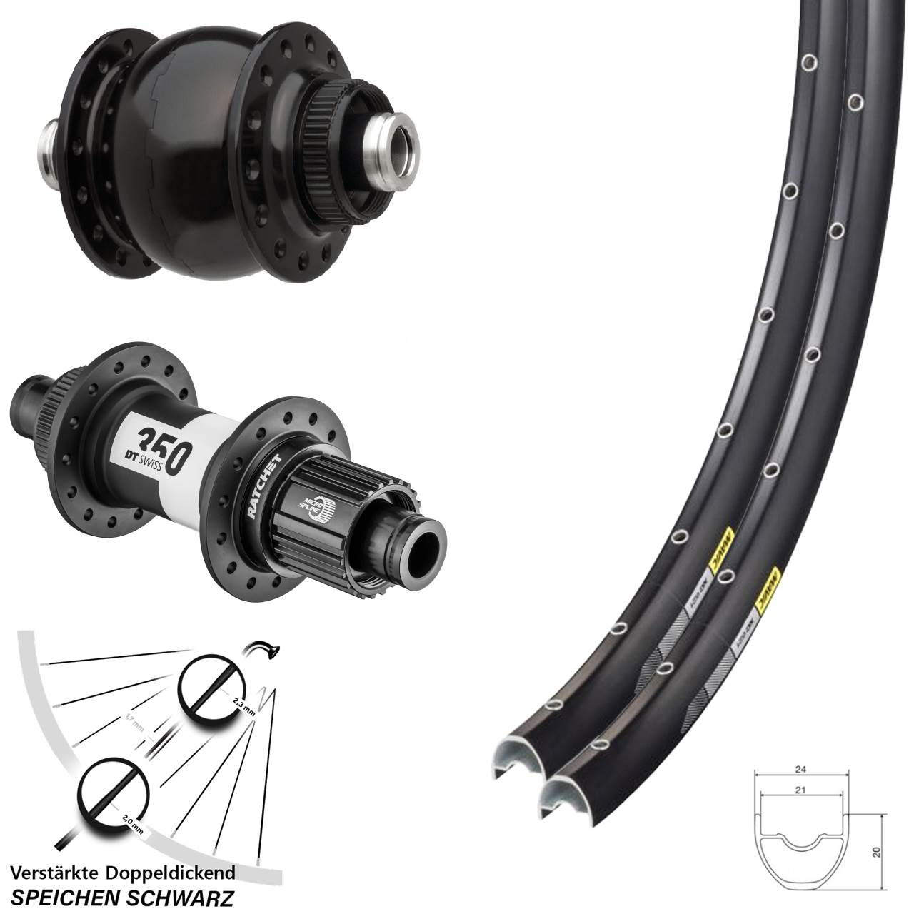 Mavic XC621 DT Swiss 350 SONdelux 28-29 Zoll Laufradsatz Disc 12x100/142 Micro Spline