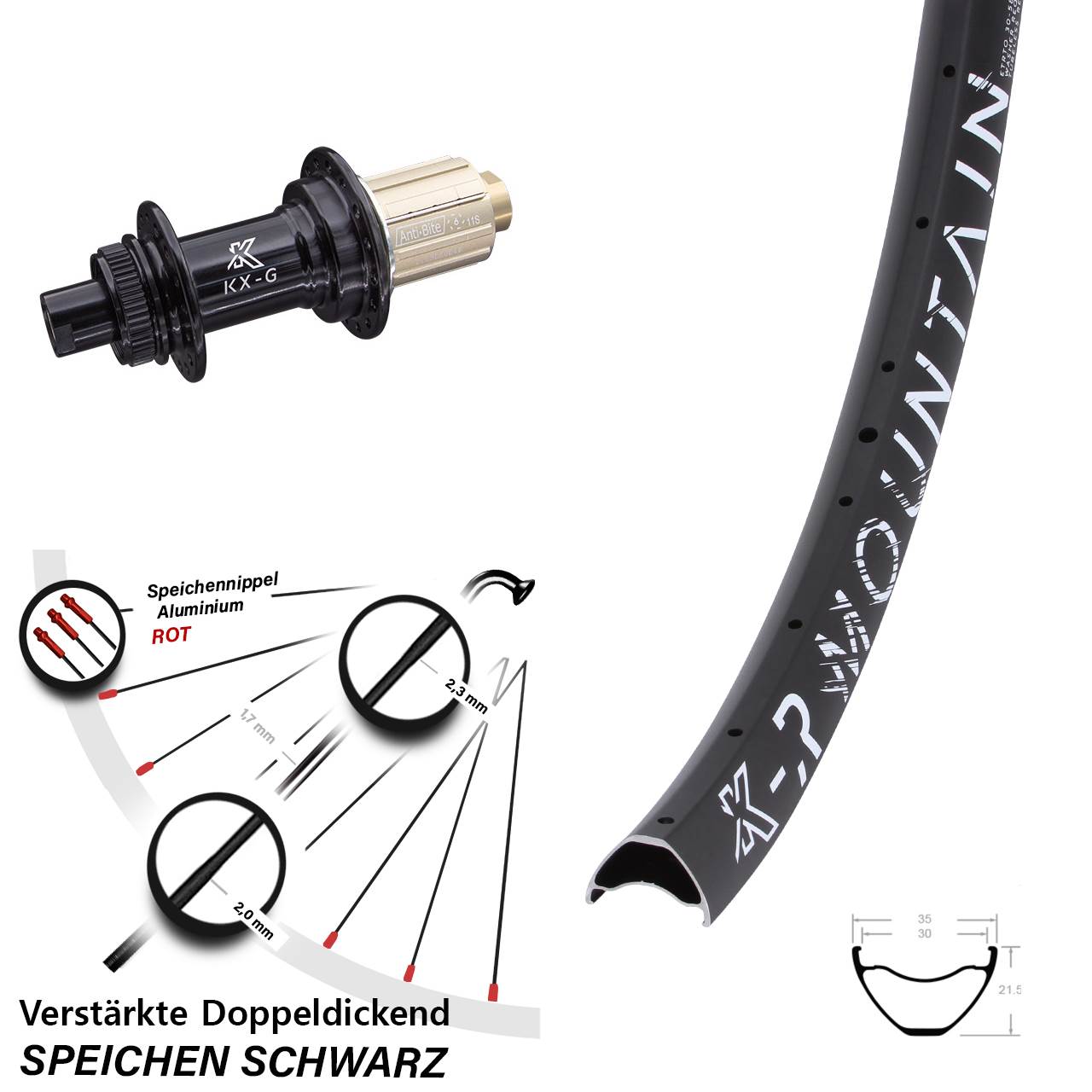 KX-GR Mountain 29 Zoll Centerlock Hinterrad 12x142 8-12 fach