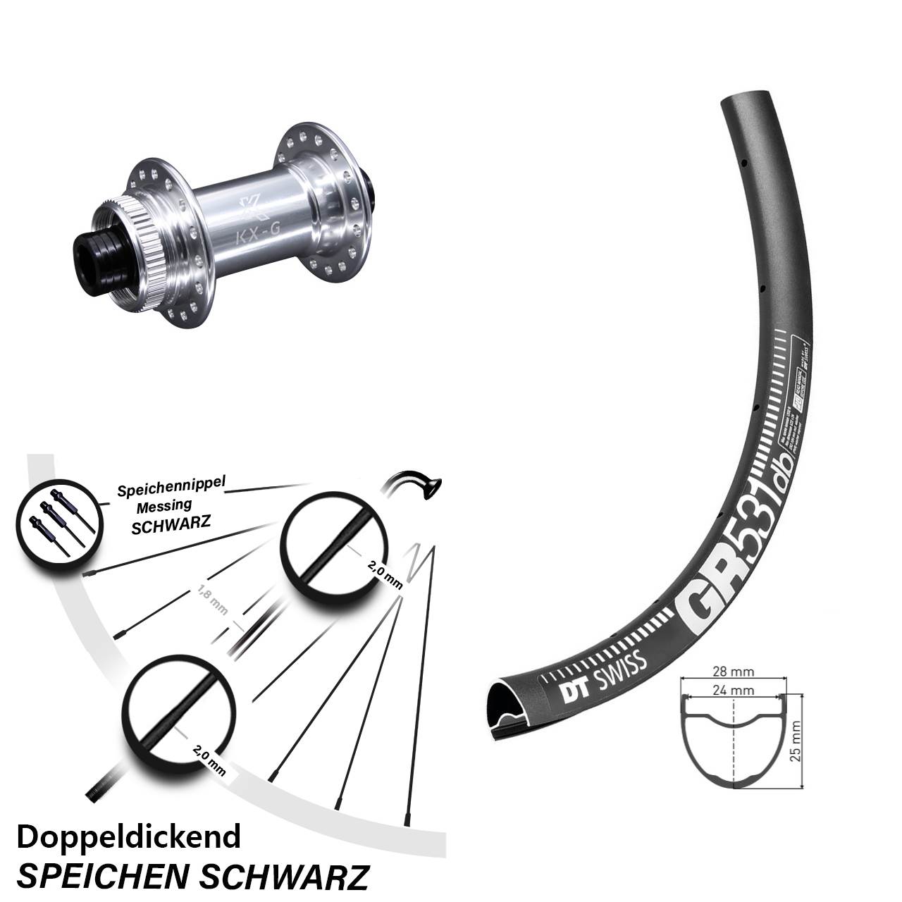 Disc Vorderrad 650B DT Swiss GR531 KX-G 15x100