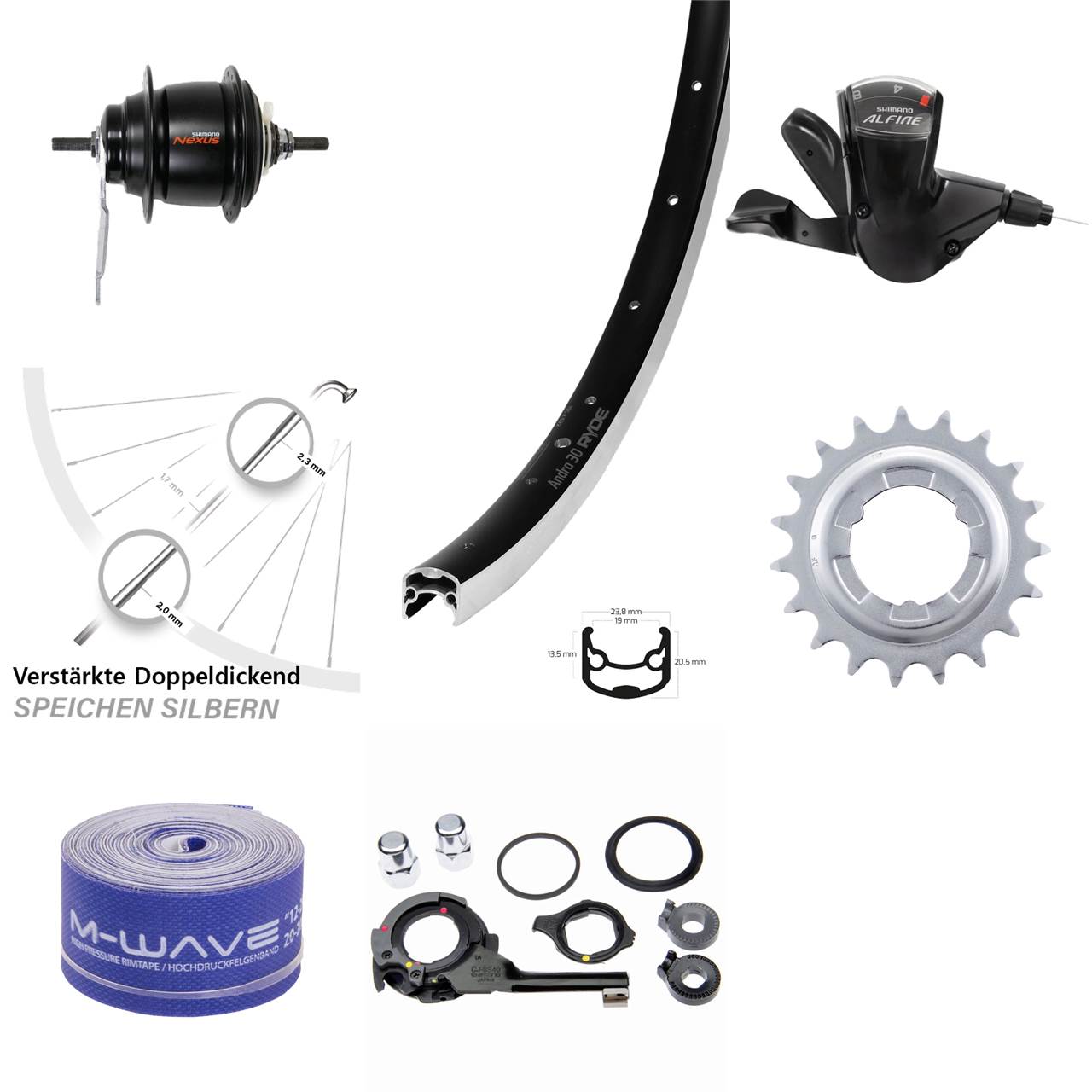 Hinterrad 28 Zoll Ryde Andra 30 Shimano Nexus 8 Gang Rücktritt