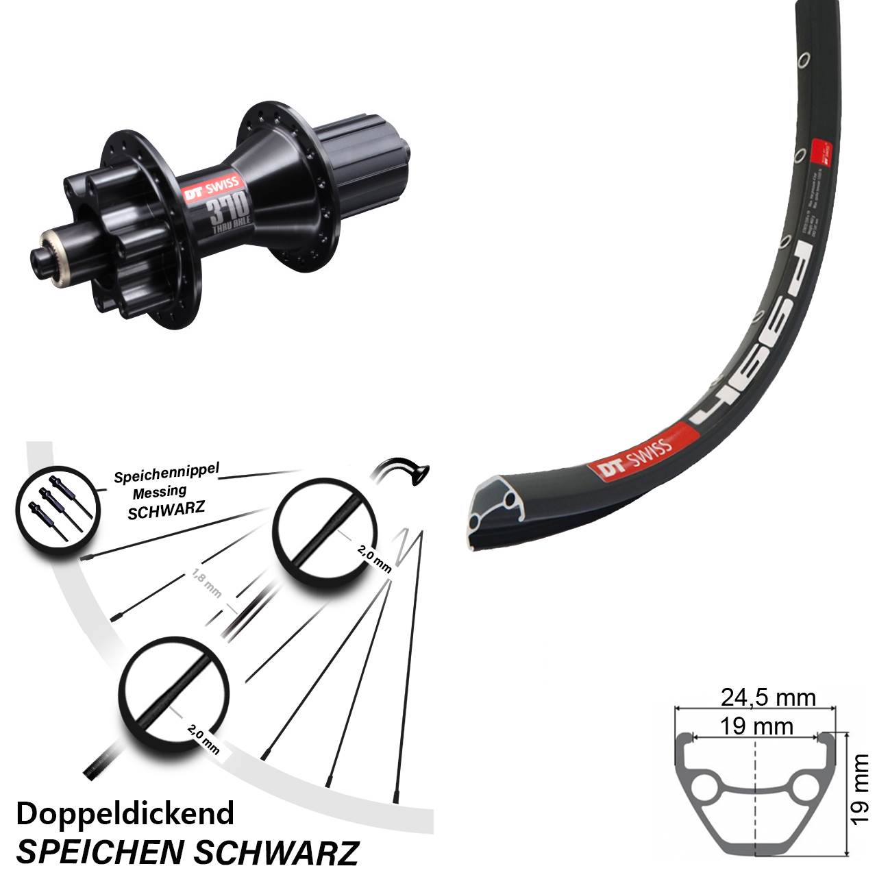 DT Swiss 466d-370 Hybrid 28 Zoll Disc Hinterrad QR 8-11 fach HG