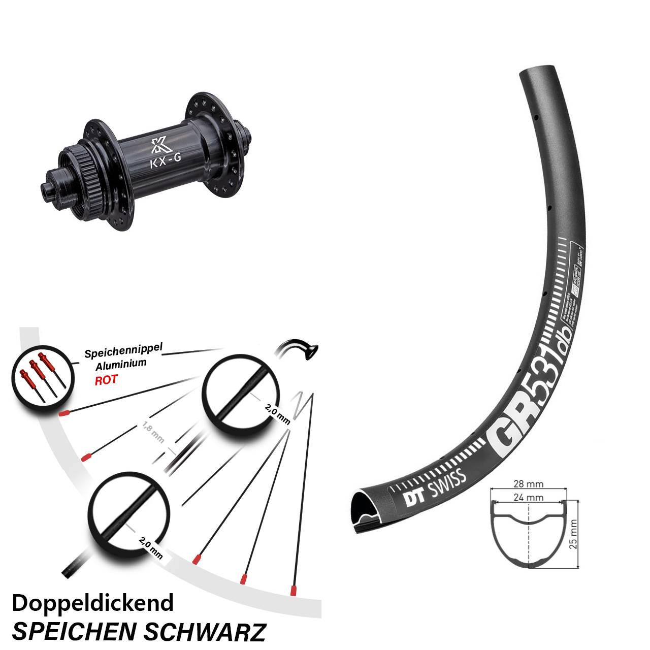 DT Swiss GR531 KX-G 27,5 Zoll Centerlock Vorderrad QR
