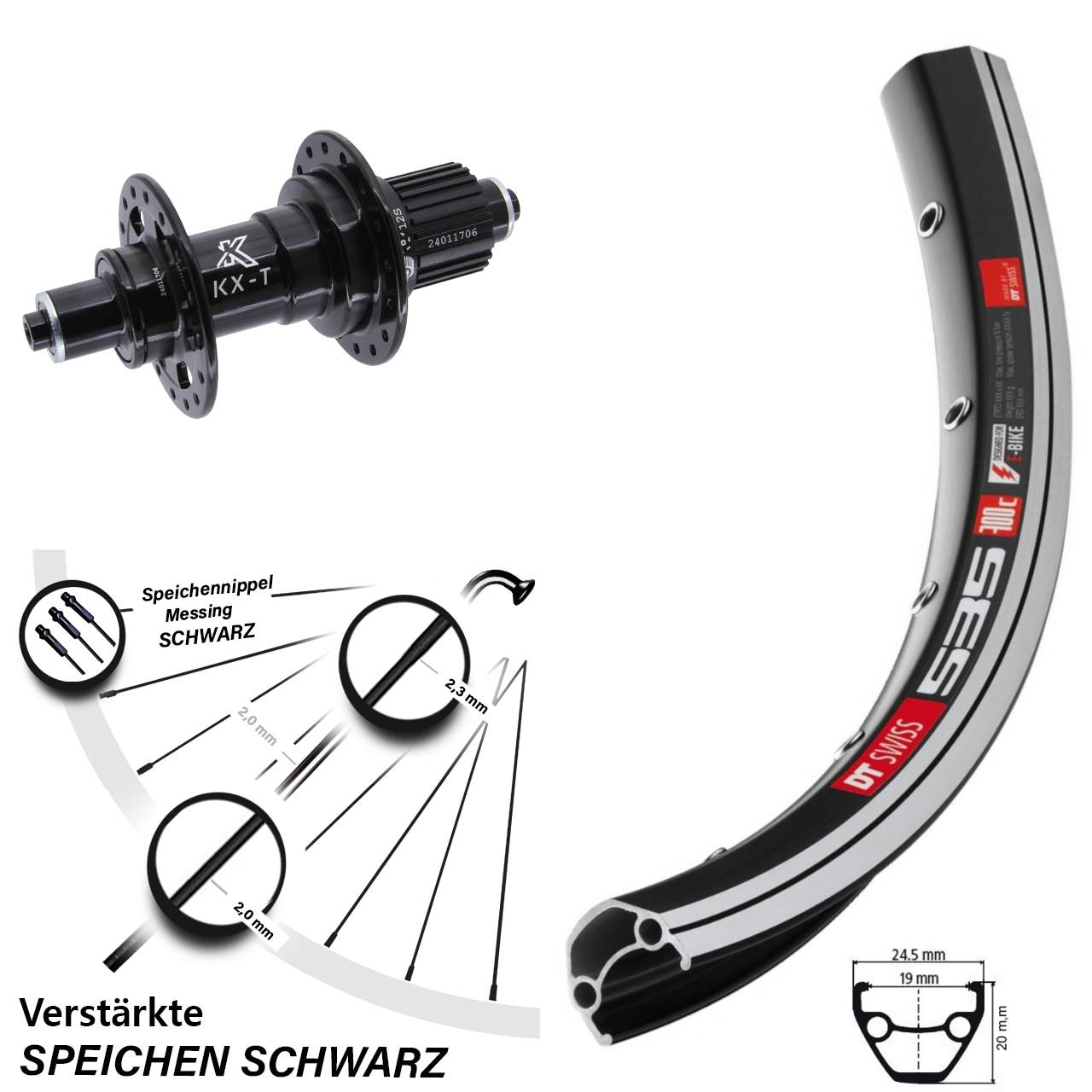 Hinterrad für Schnellspanner 28 Zoll DT Swiss 535 KX-T Micro Spline