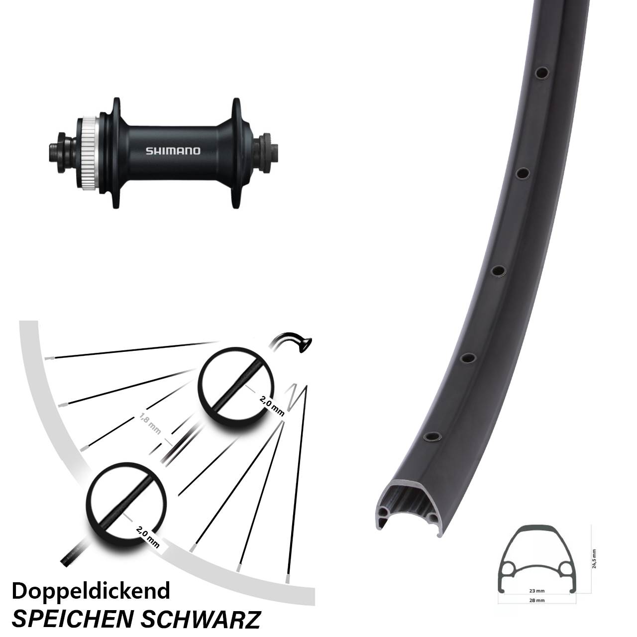 28 Zoll Ambrosio Sport Shimano HB-M4050 Vorderrad Centerlock QR