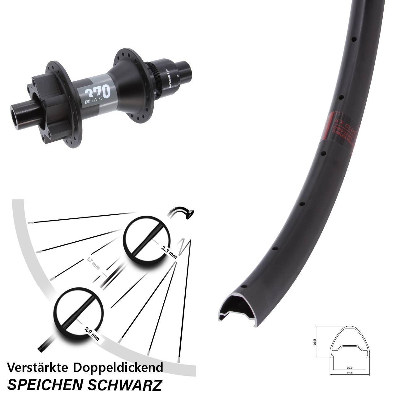 28 Zoll KX Clue DT Swiss 370 Disc Laufrad 12x148 SRAM XD