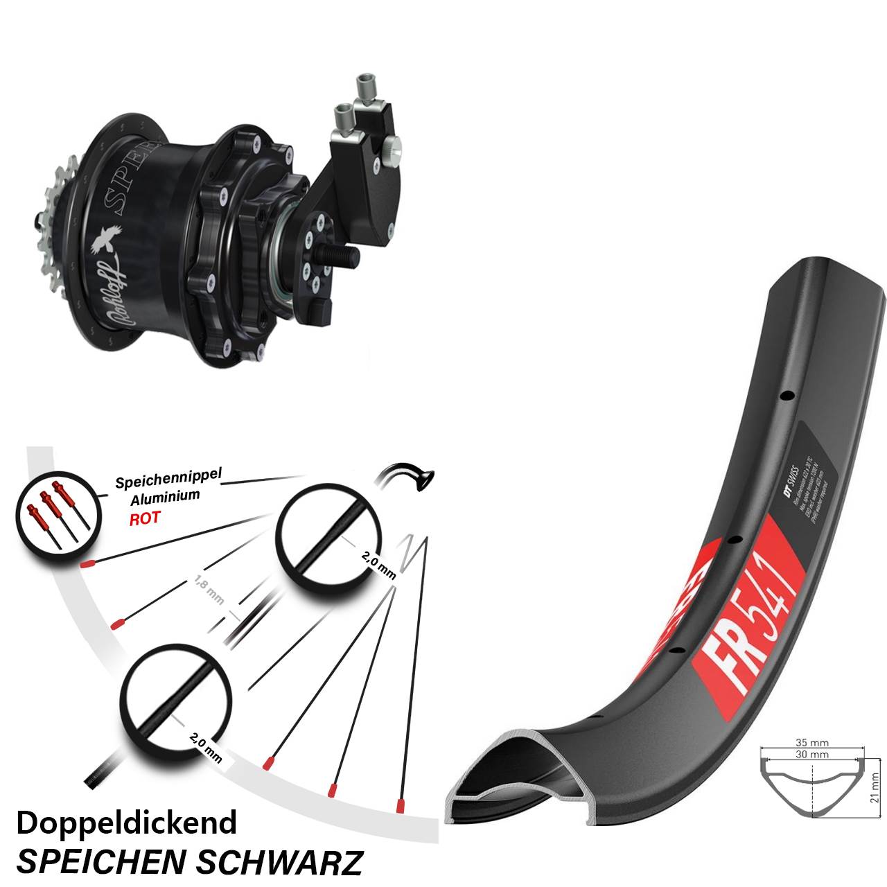 Disc Hinterrrad 27,5 Zoll DT Swiss FR541 Rohloff 500/14 TS DB OEM Tandem