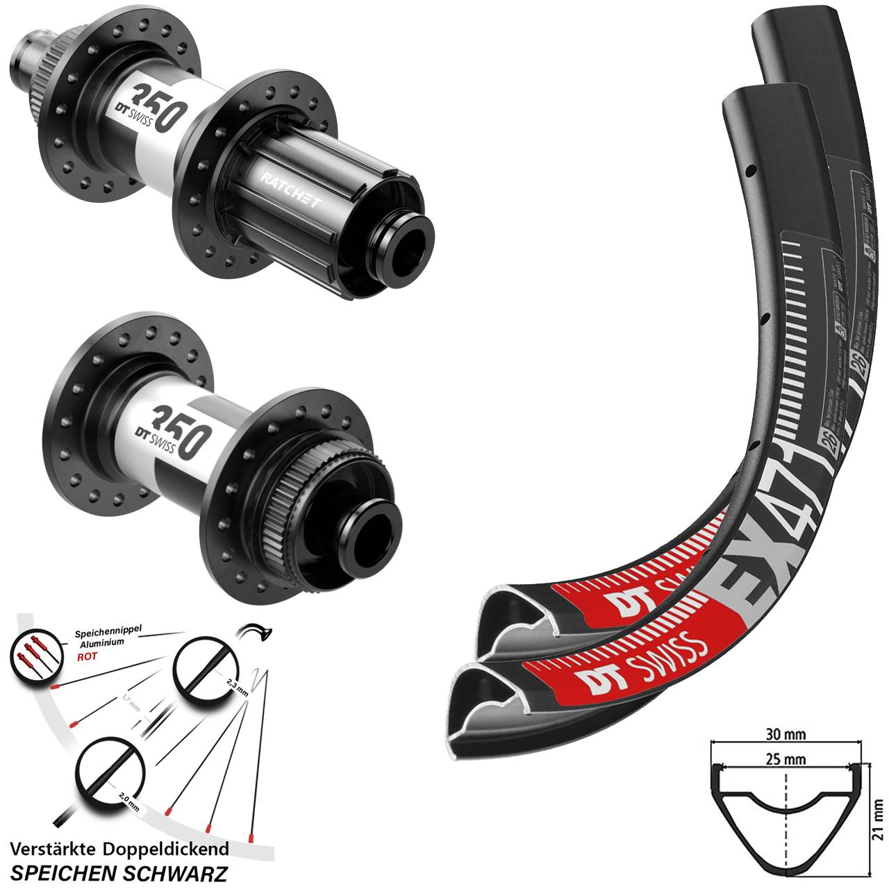 27,5 Zoll DT Swiss EX471 350 HG Centerlock Laufradsatz 12x100/142