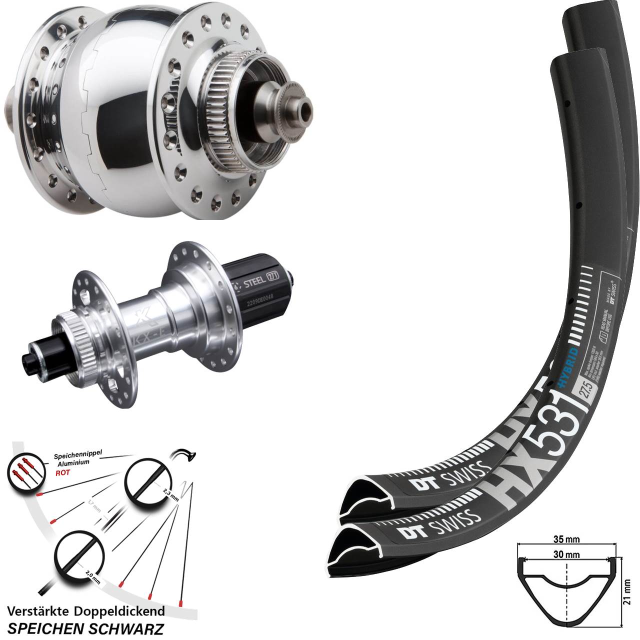 Laufradsatz Centerlock QR 29 Zoll DT Swiss HX 531 KX-E verstärkt SON 28 8-12 fach
