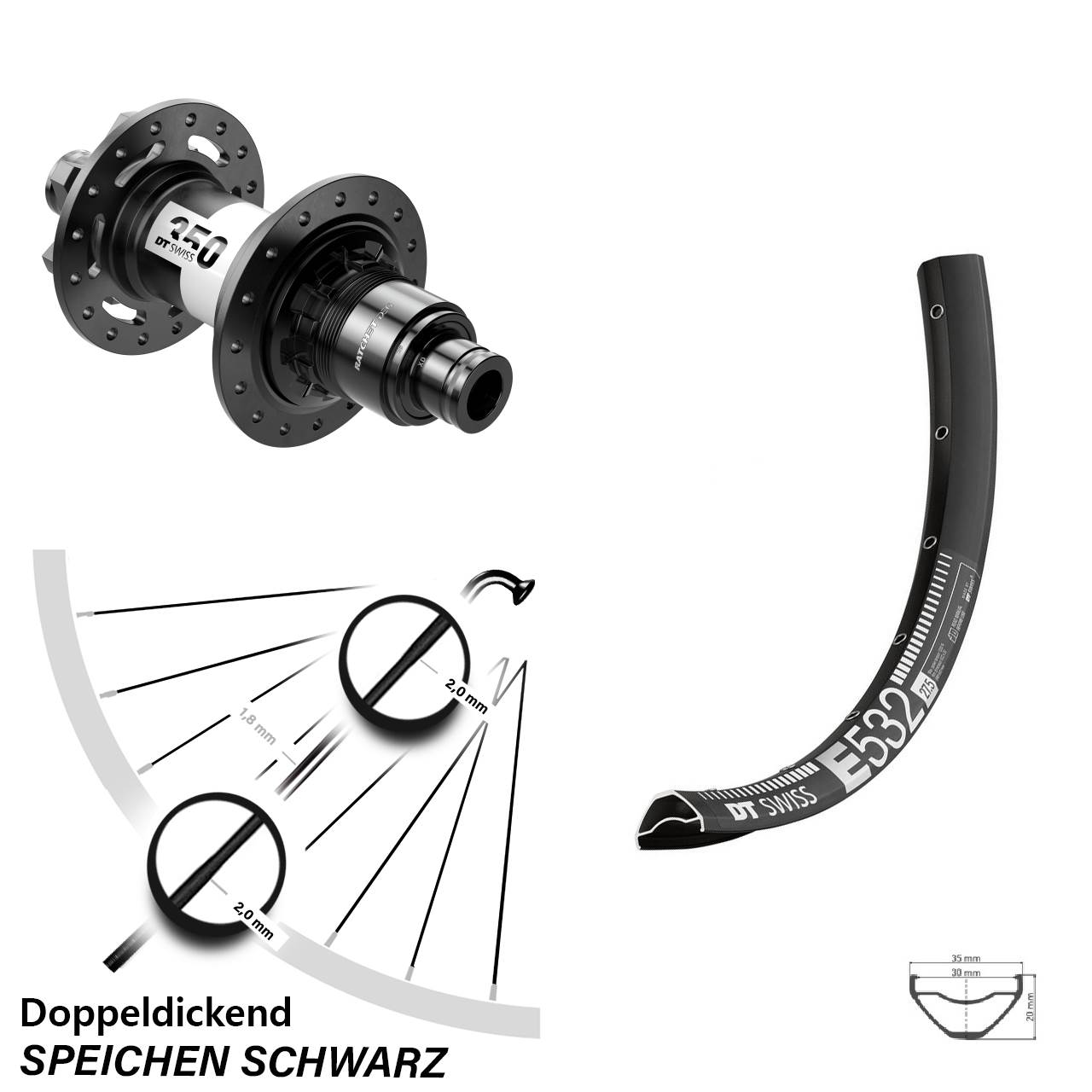 Disc Laufrad 29 Zoll DT Swiss E532-350 DEG 72 XD 11-12 fach 12x148