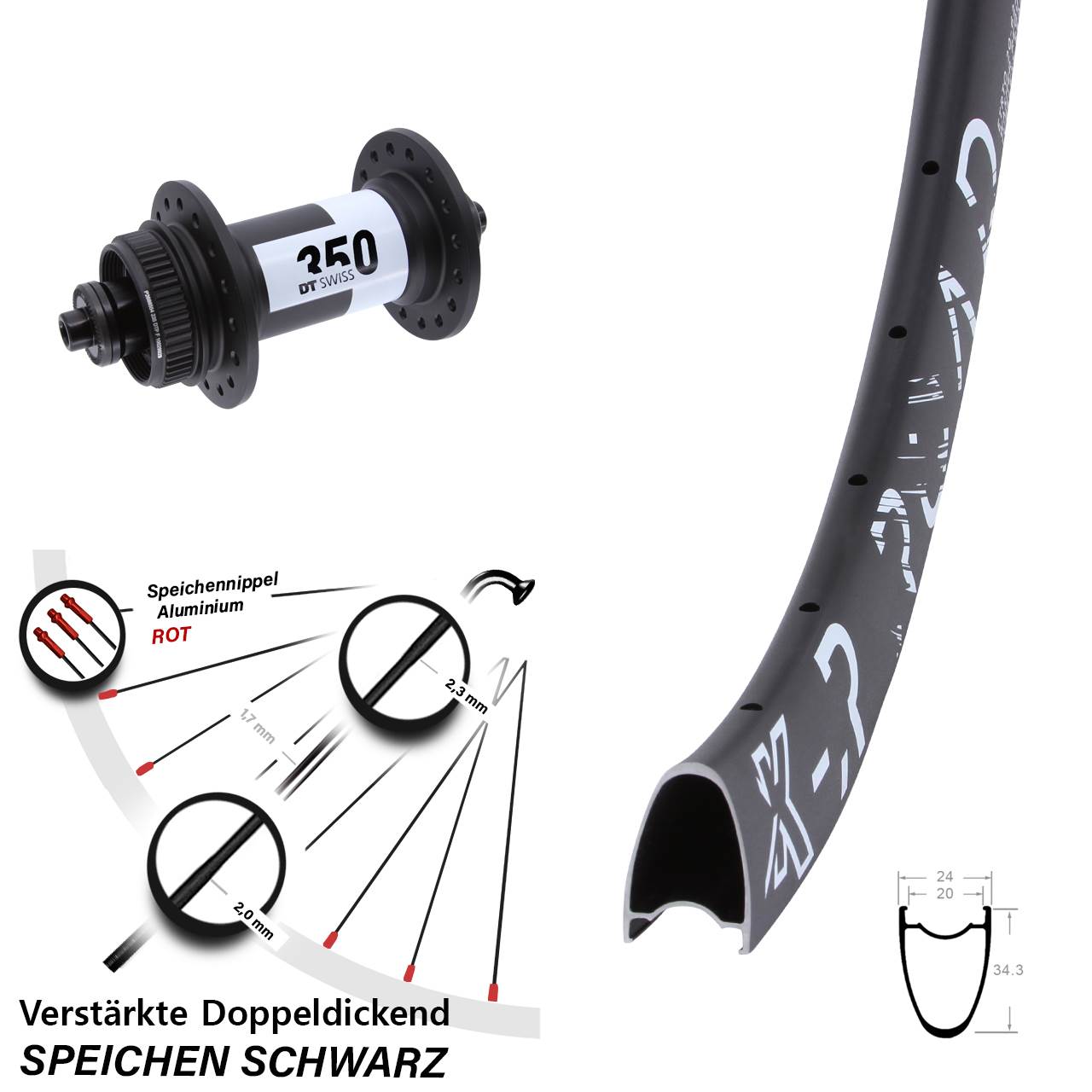 Disc Vorderrad QR 28 Zoll KX-R Road DT Swiss 350