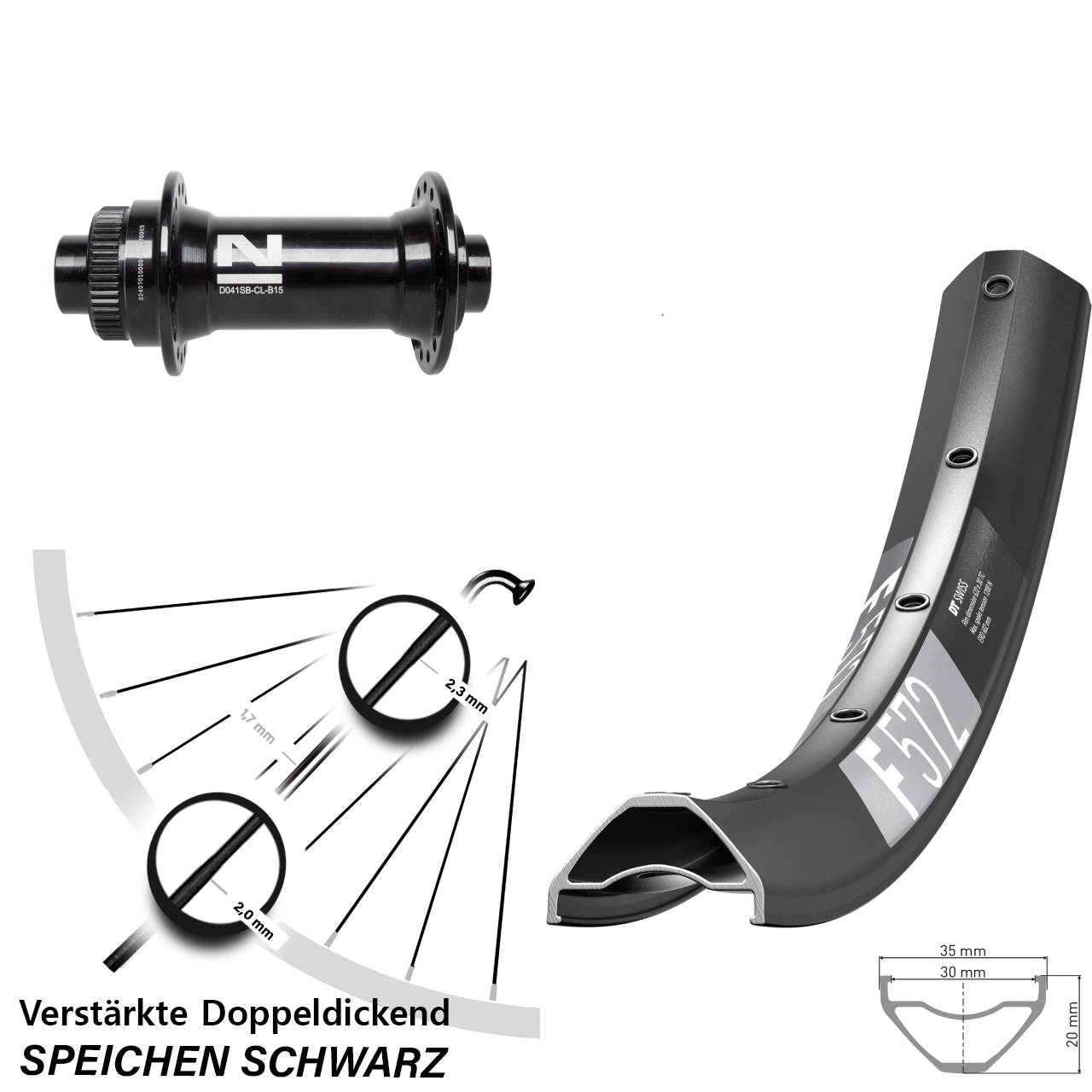 Boost Disc Vorderrad 15x110 27,5 Zoll DT Swiss F572 Novatec D041