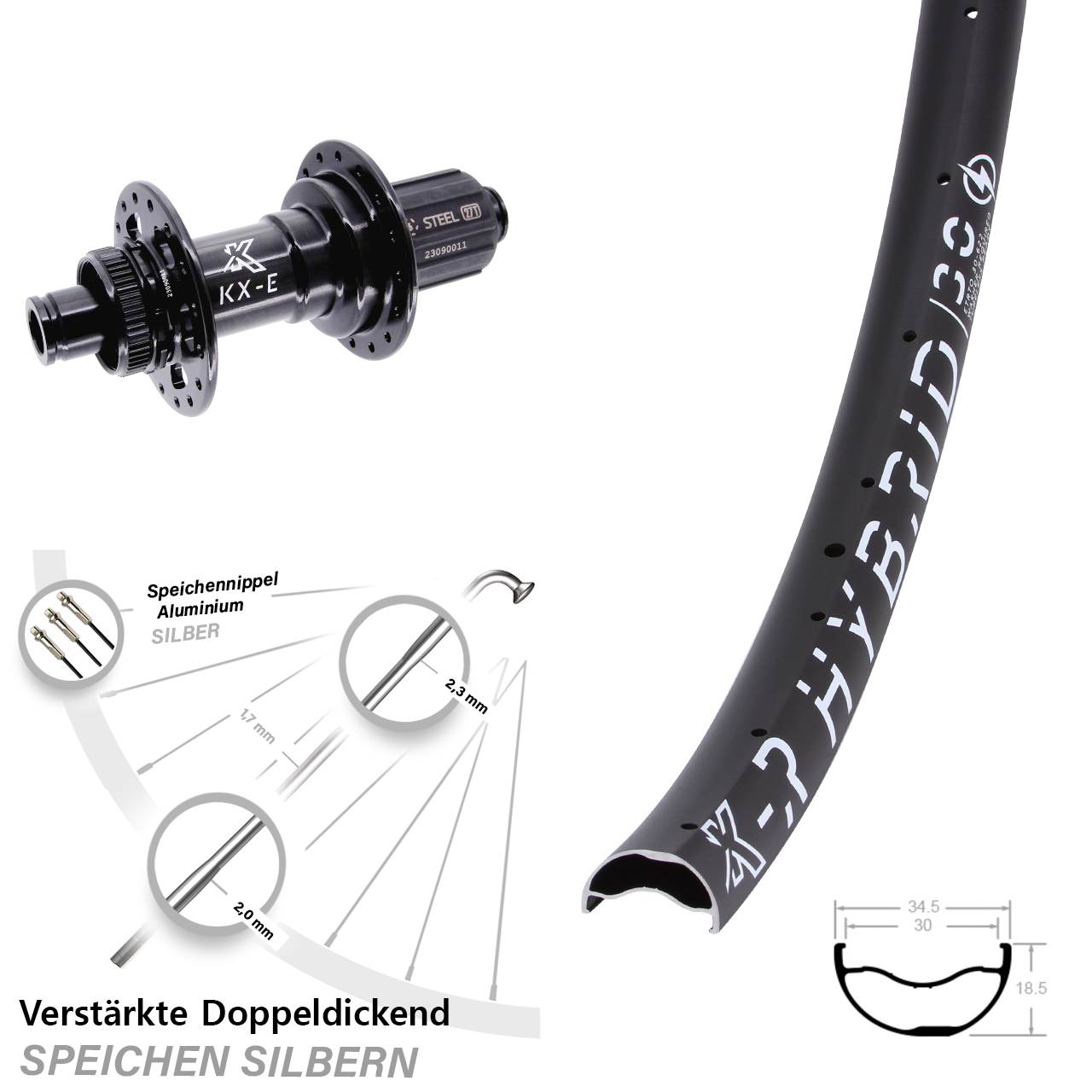 Disc Hinterrad 29 Zoll KX-R Hybrid 30 8-12 fach HG 12x148 Boost