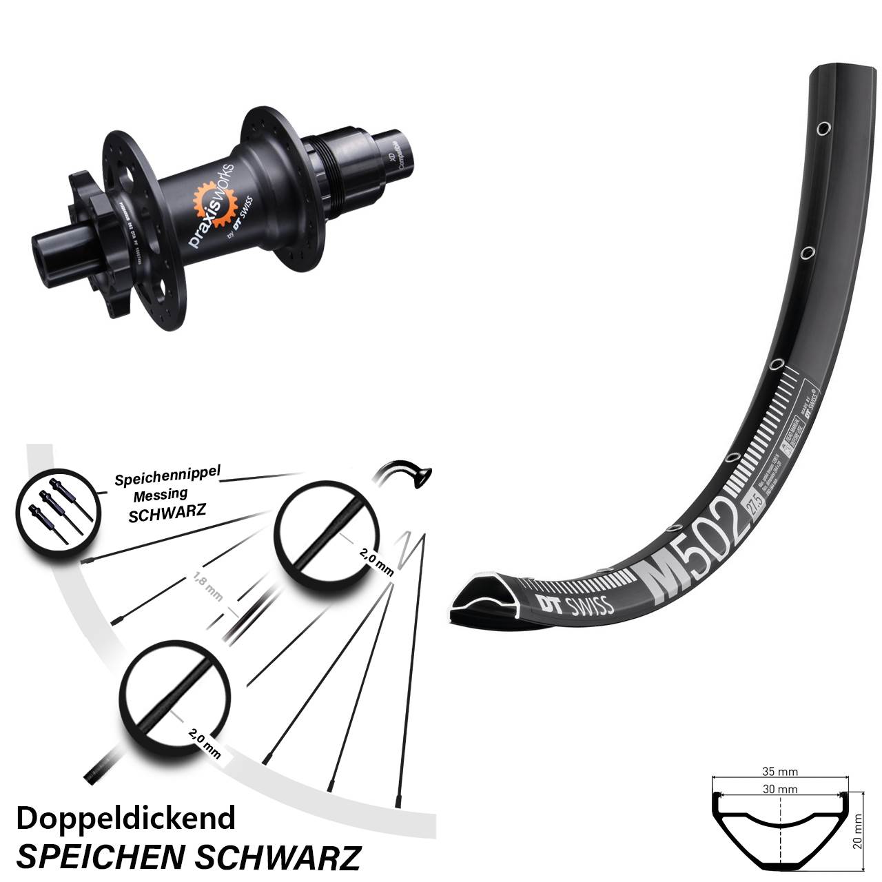 29 Zoll Hinterrad DT Swiss 350 Sram XD und M 502