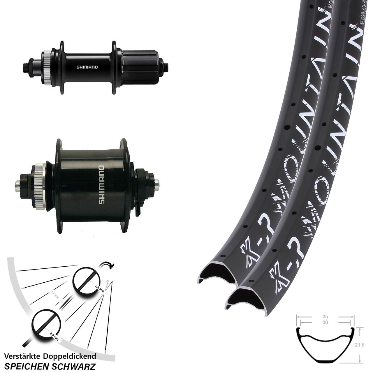 Laufradsatz Disc 29 Zoll KX-R Mountain Shimano DH-UR700-3D FH-QC400 8-11 fach HG QR