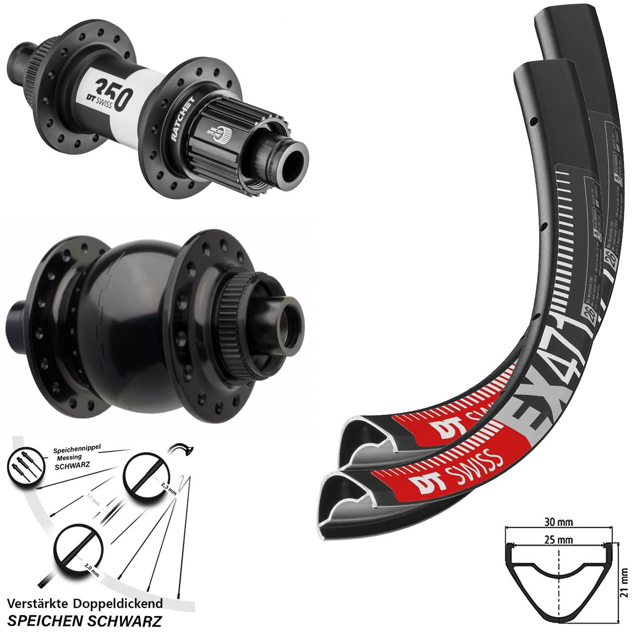 29 Zoll Laufradsatz DT Swiss EX471-350 SON 28 Micro Spline 15x110 12x148