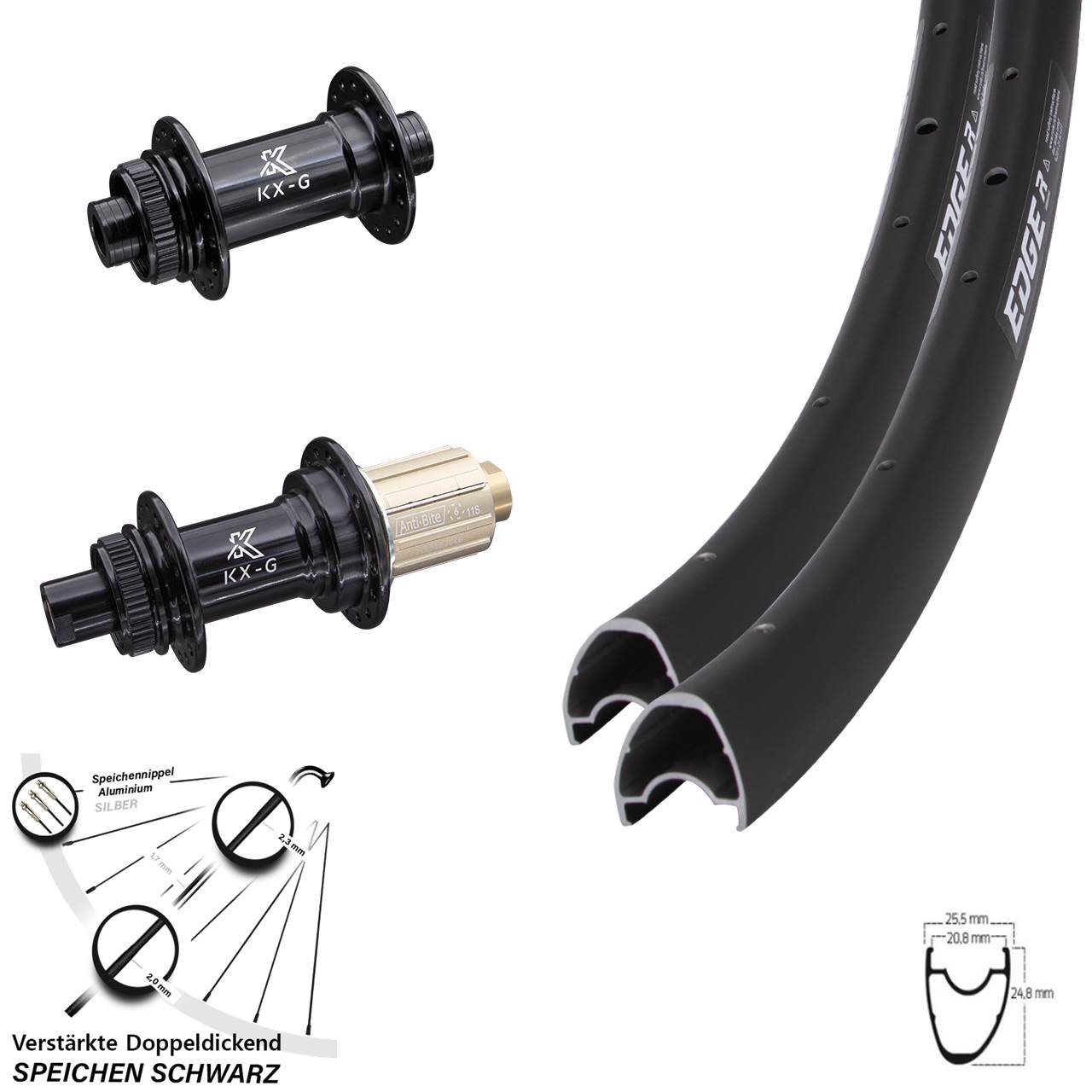 Ryde Edge R25 OS KX-G 28 Zoll Disc Laufradsatz 15x100 12x142 8-12 fach HG