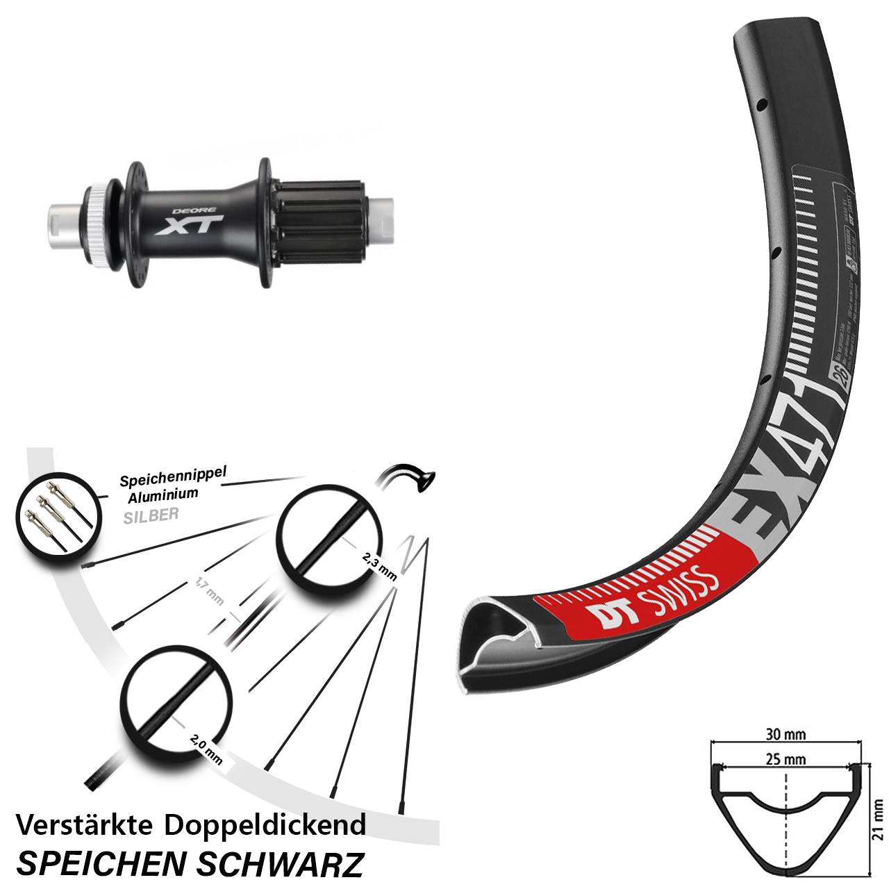 DT Swiss EX471 Shimano FH-M788 26 Zoll Centerlock Hinterrad 12x142 8-11 fach