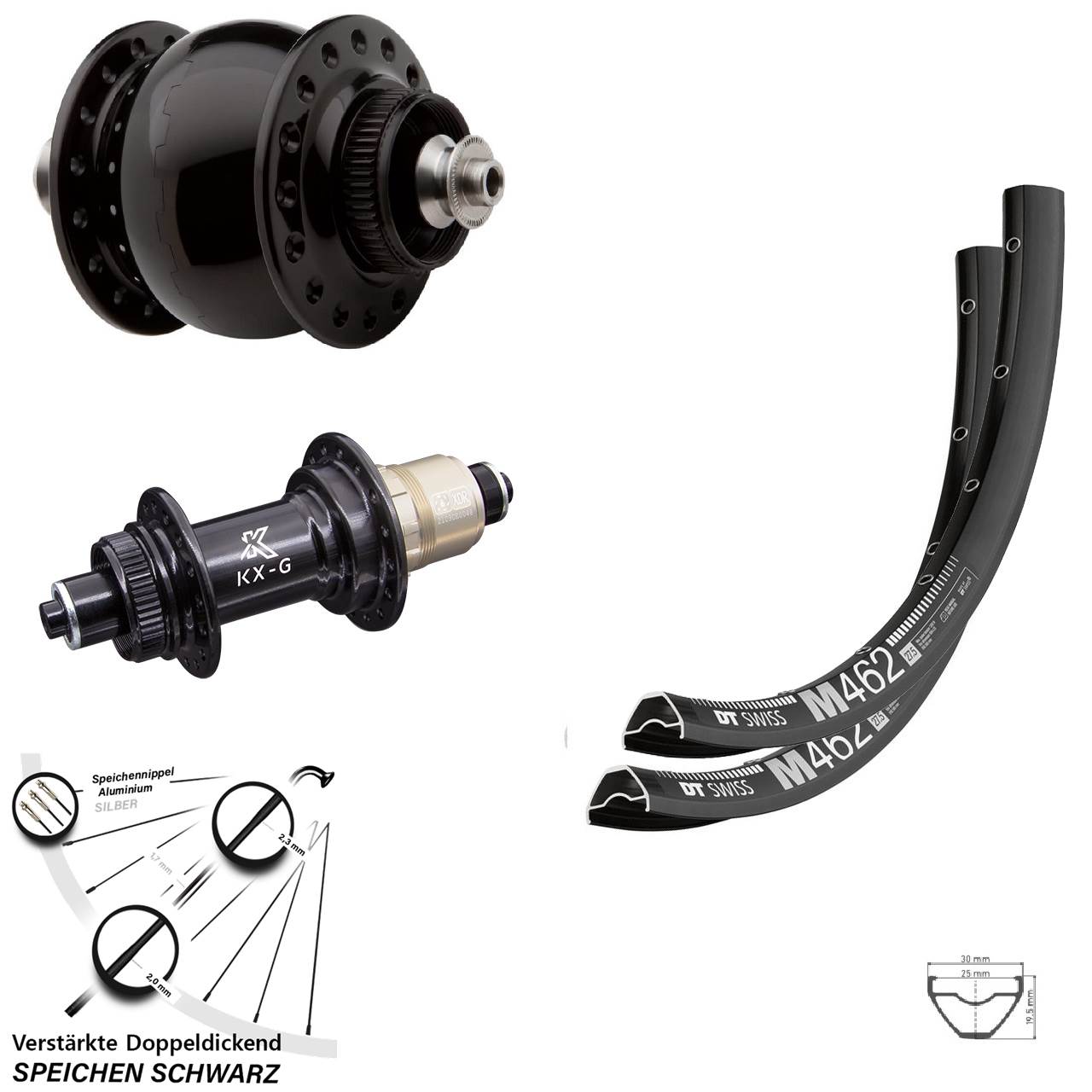 Laufradsatz Centerlock 29 Zoll DT Swiss M 462 KX-G SON 28 XDR 11-12 fach QR