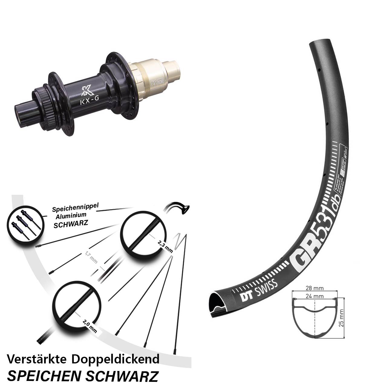 29 Zoll DT Swiss GR531 KX-G Disc Laufrad 12x142 SRAM XDR
