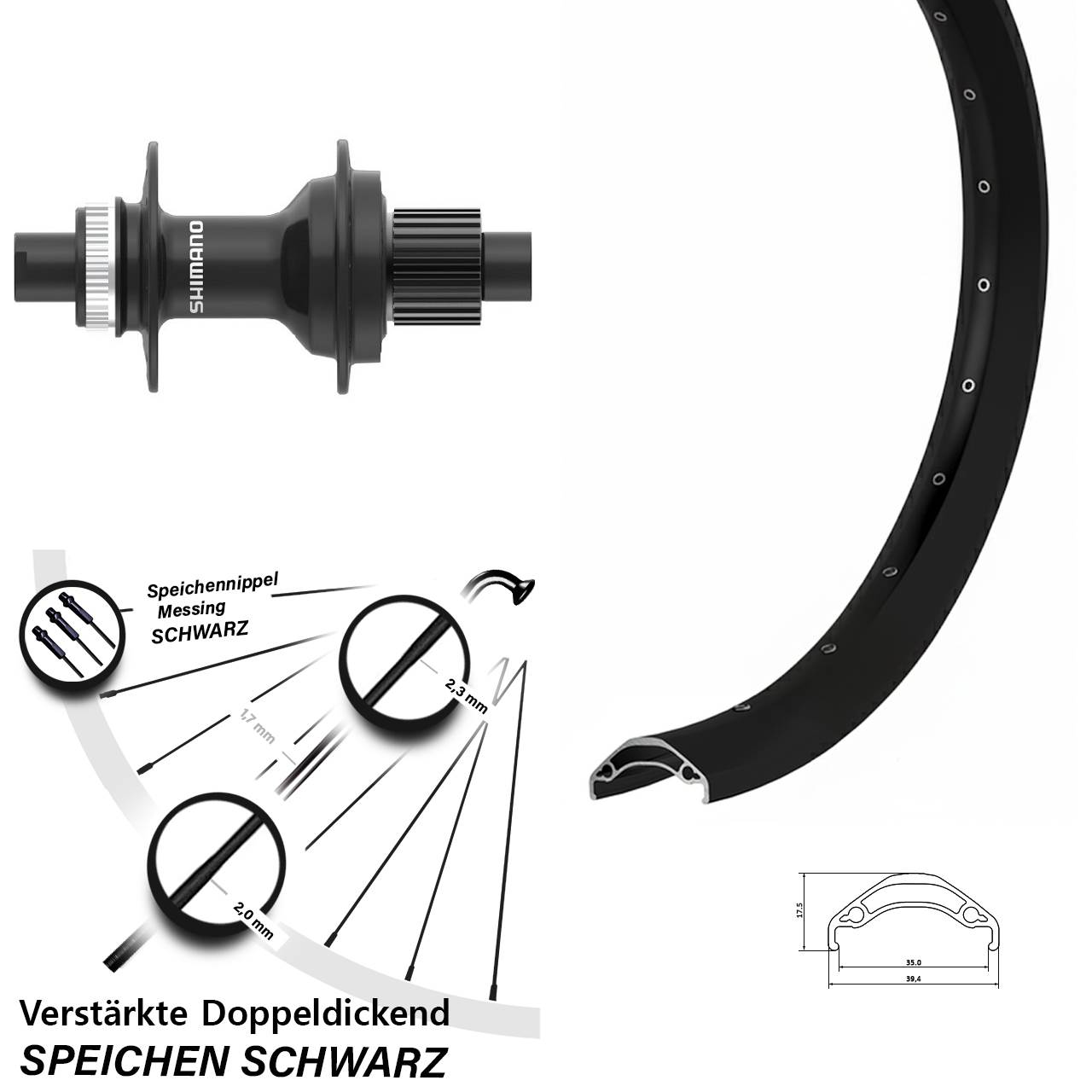 Disc Hinterrad 12x142 29 Zoll Ryde Disc 35 Shimano FH-MT410 Micro Spline