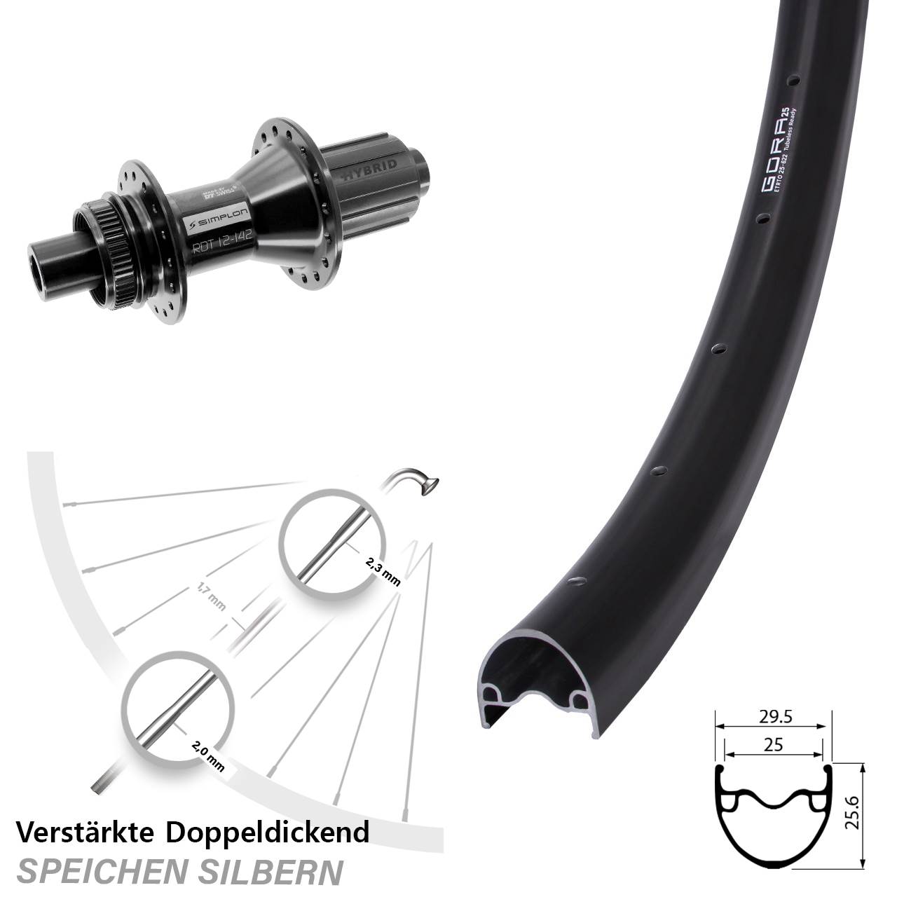 28-29 Zoll Gora 25 DT Swiss 370 Hybrid Disc Laufrad 12x142 8-11 fach HG