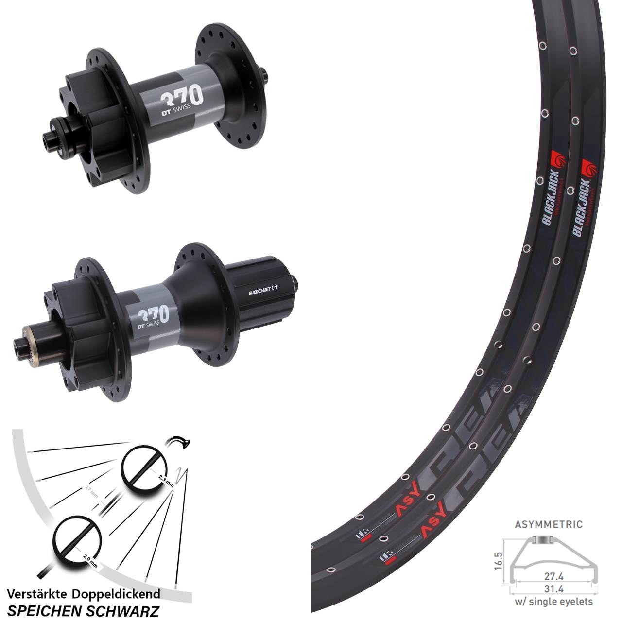 Disc Laufrad-Satz QR 27,5 Zoll Rodi Ready27 DT Swiss 370 8-11 fach