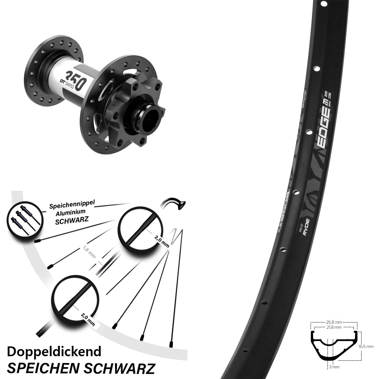 Boost Disc Laufrad 15x110 29 Zoll Ryde Edge M22 DT Swiss 350