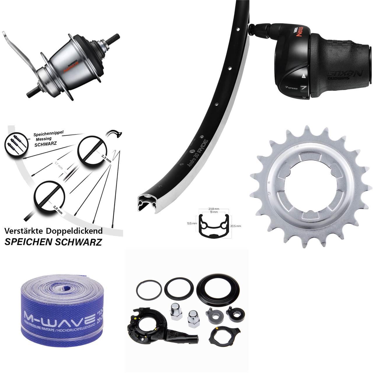 28 Zoll Hinterrad Shimano C3001 Nexus 7 Gang Rücktritt Ryde Andra 30